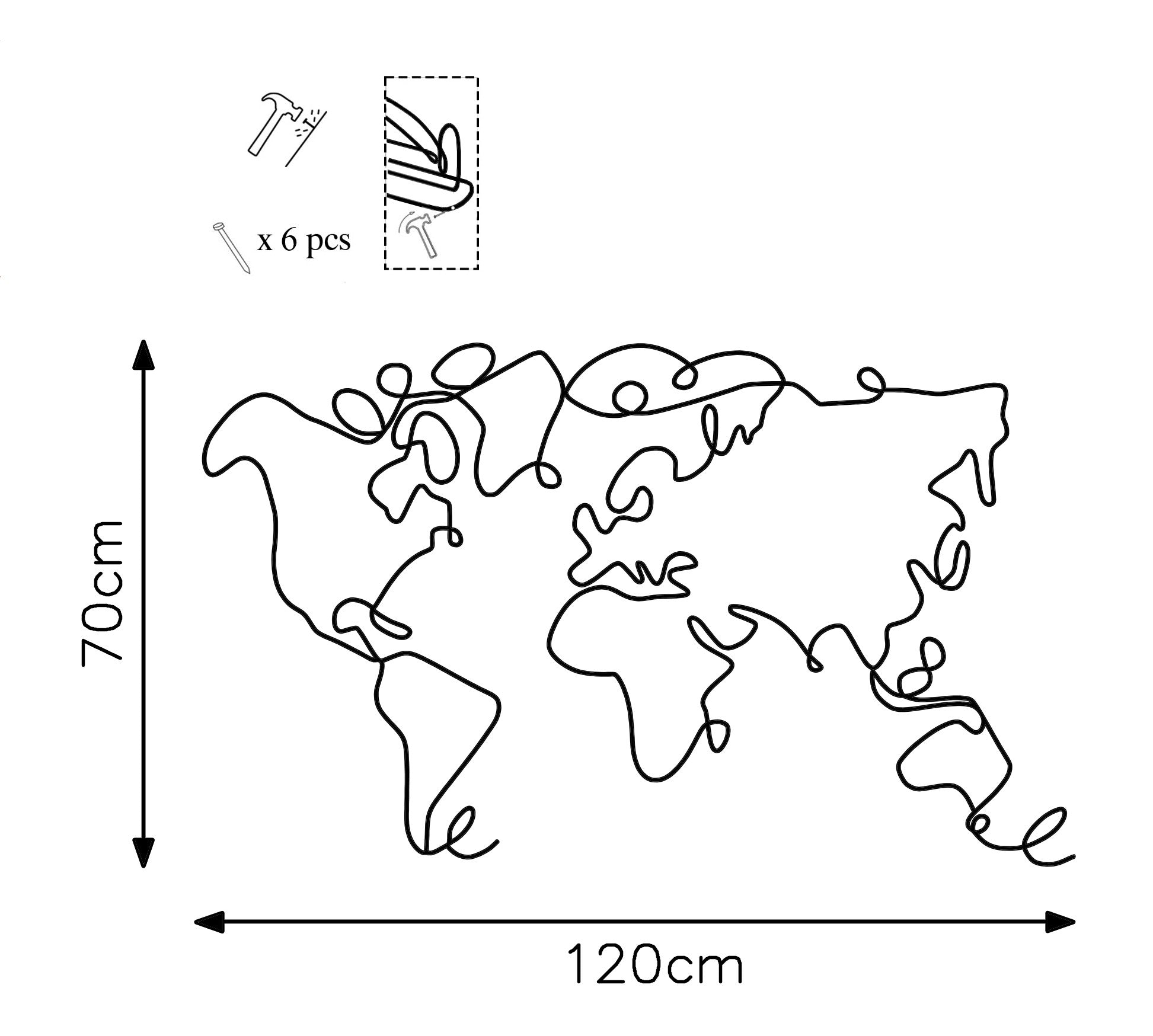 World Map in Schwarz präsentiert im Onlineshop von KAQTU Design AG. Wanddeko ist von Wallity