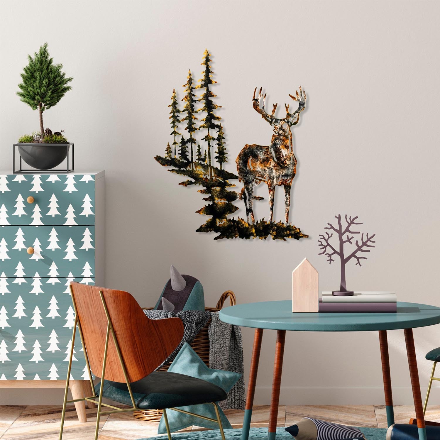 Deer 3 in Mehrfarbig präsentiert im Onlineshop von KAQTU Design AG. Wanddeko ist von Wallity