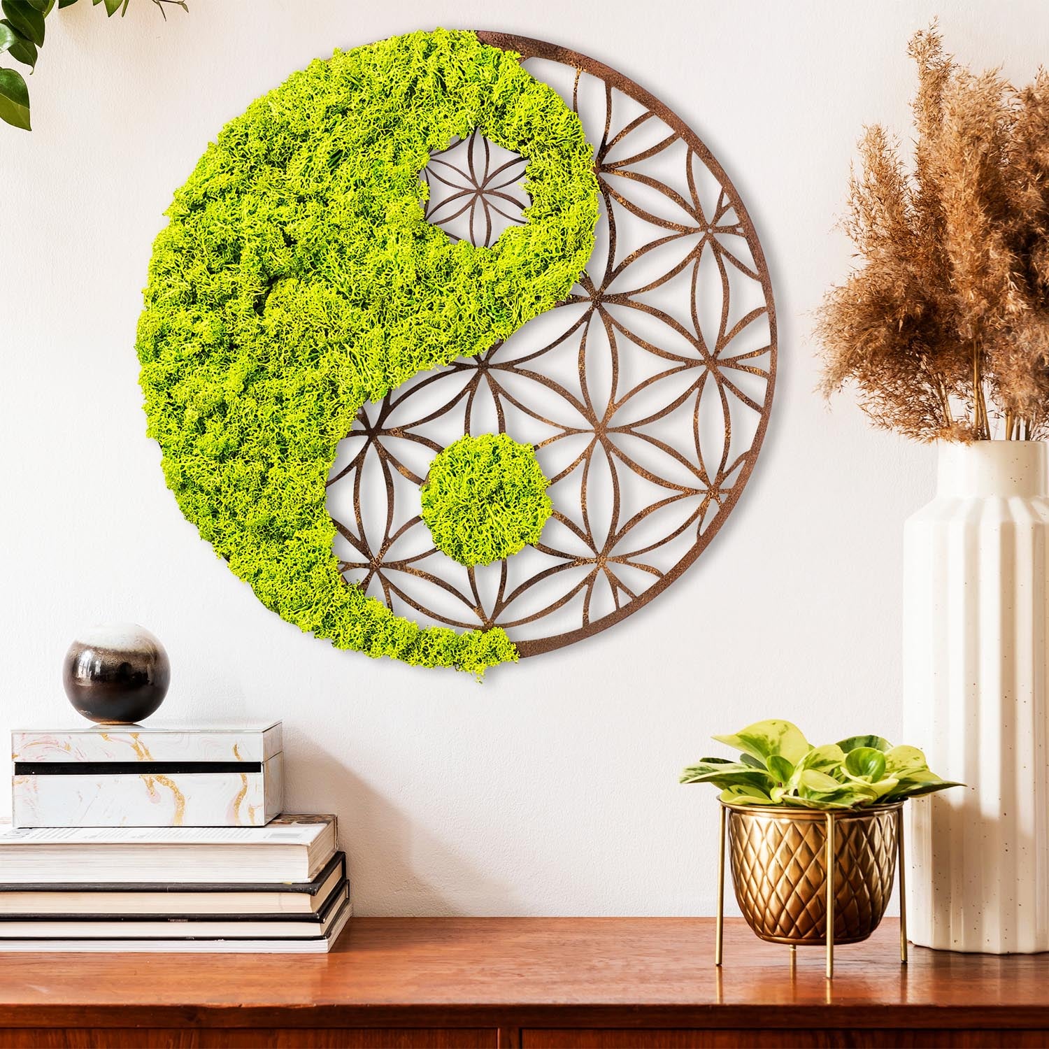 Yin Yang in Grün
 Braun präsentiert im Onlineshop von KAQTU Design AG. Wanddeko ist von Wallity
