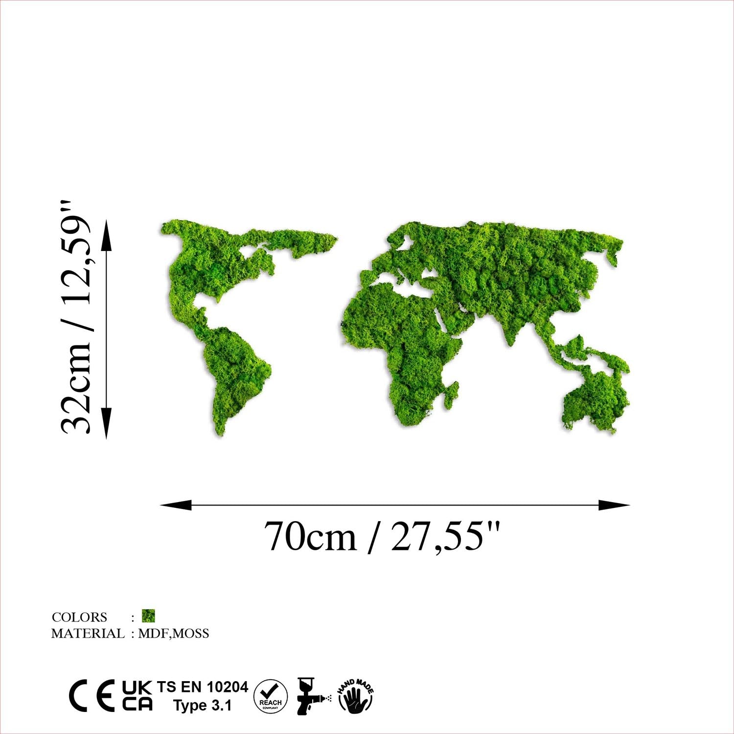 World Map in Grün präsentiert im Onlineshop von KAQTU Design AG. Wanddeko ist von Wallity