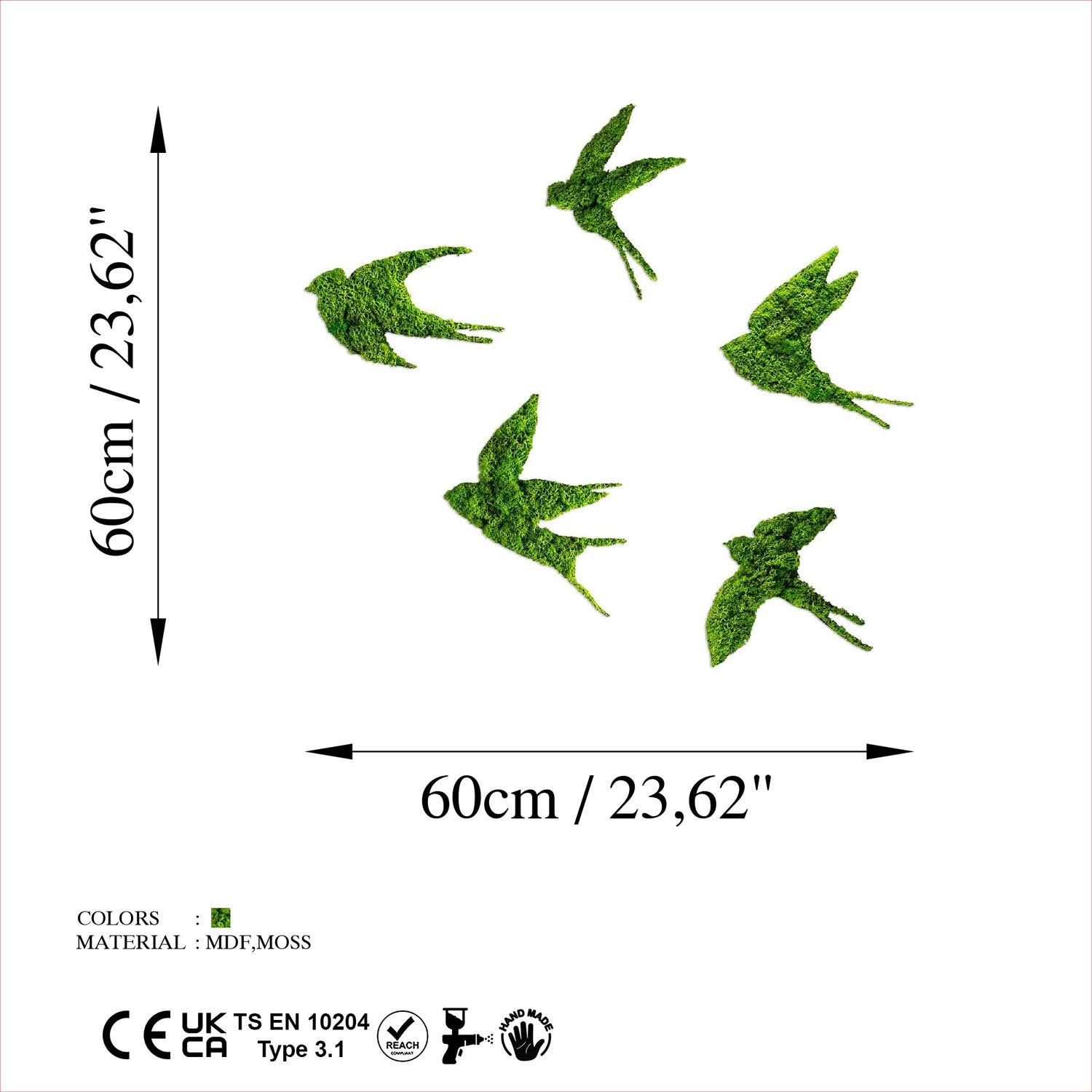 Swallows in Grün präsentiert im Onlineshop von KAQTU Design AG. Wanddeko ist von Wallity