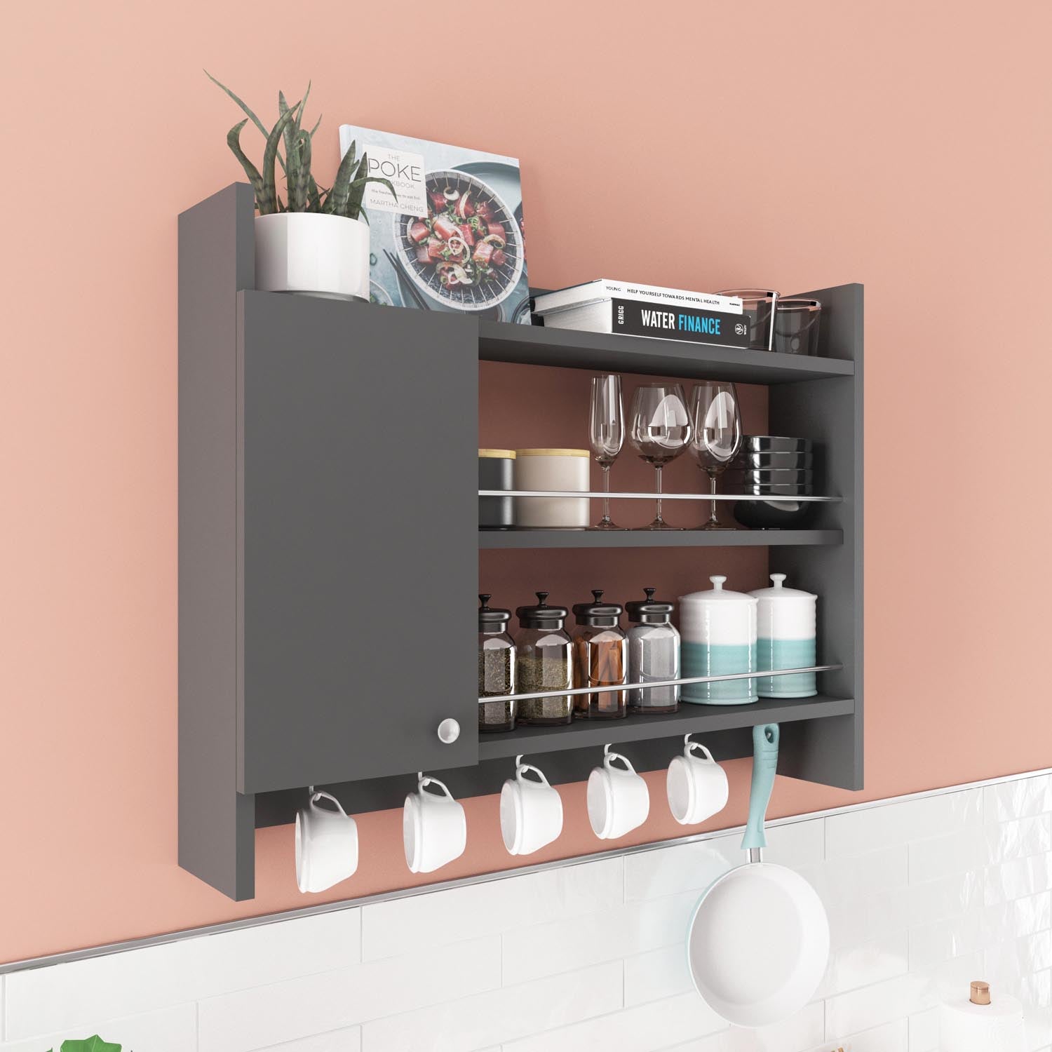 Knerr - Anthracite in Anthrazit präsentiert im Onlineshop von KAQTU Design AG. Wandregal ist von Hanah Home