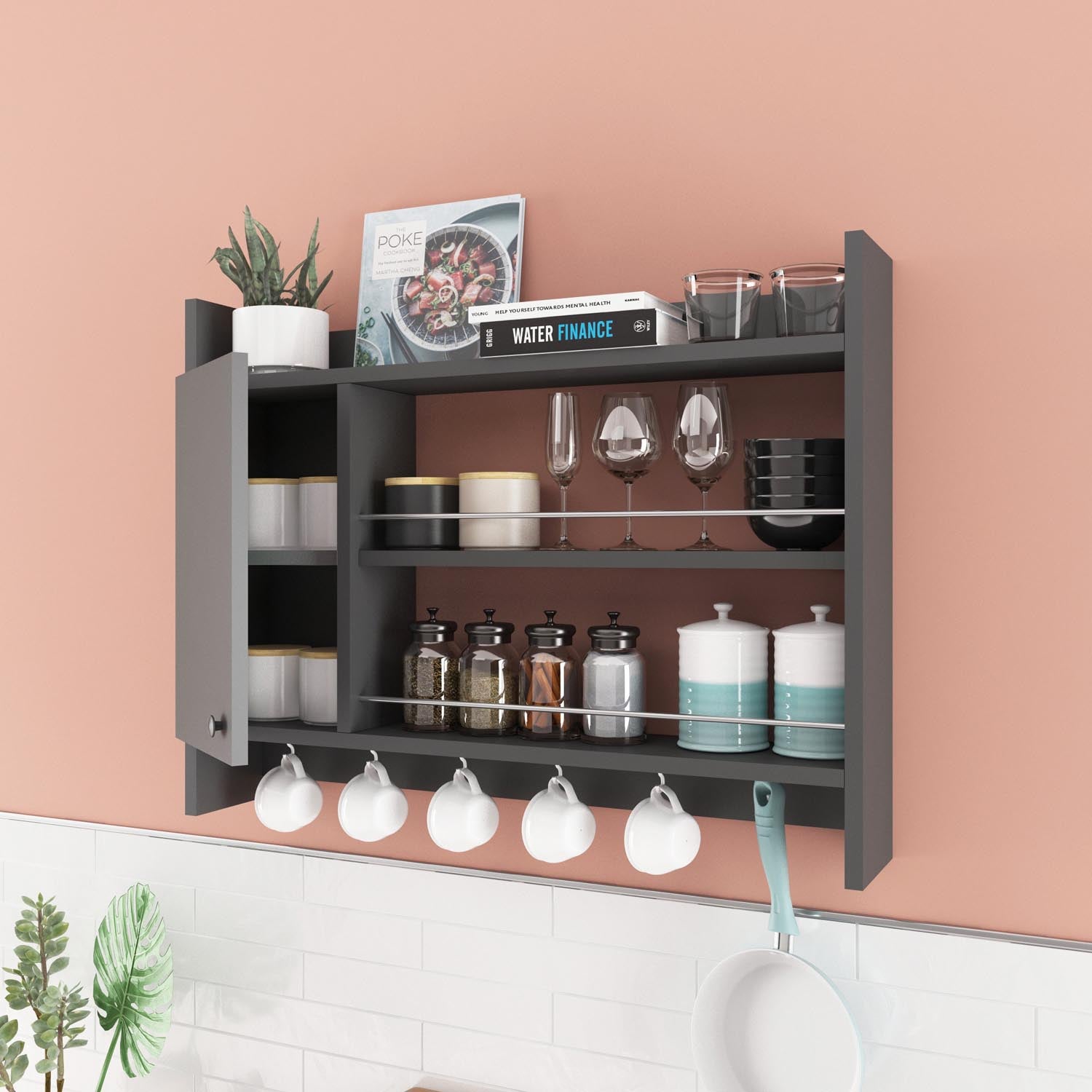 Knerr - Anthracite in Anthrazit präsentiert im Onlineshop von KAQTU Design AG. Wandregal ist von Hanah Home