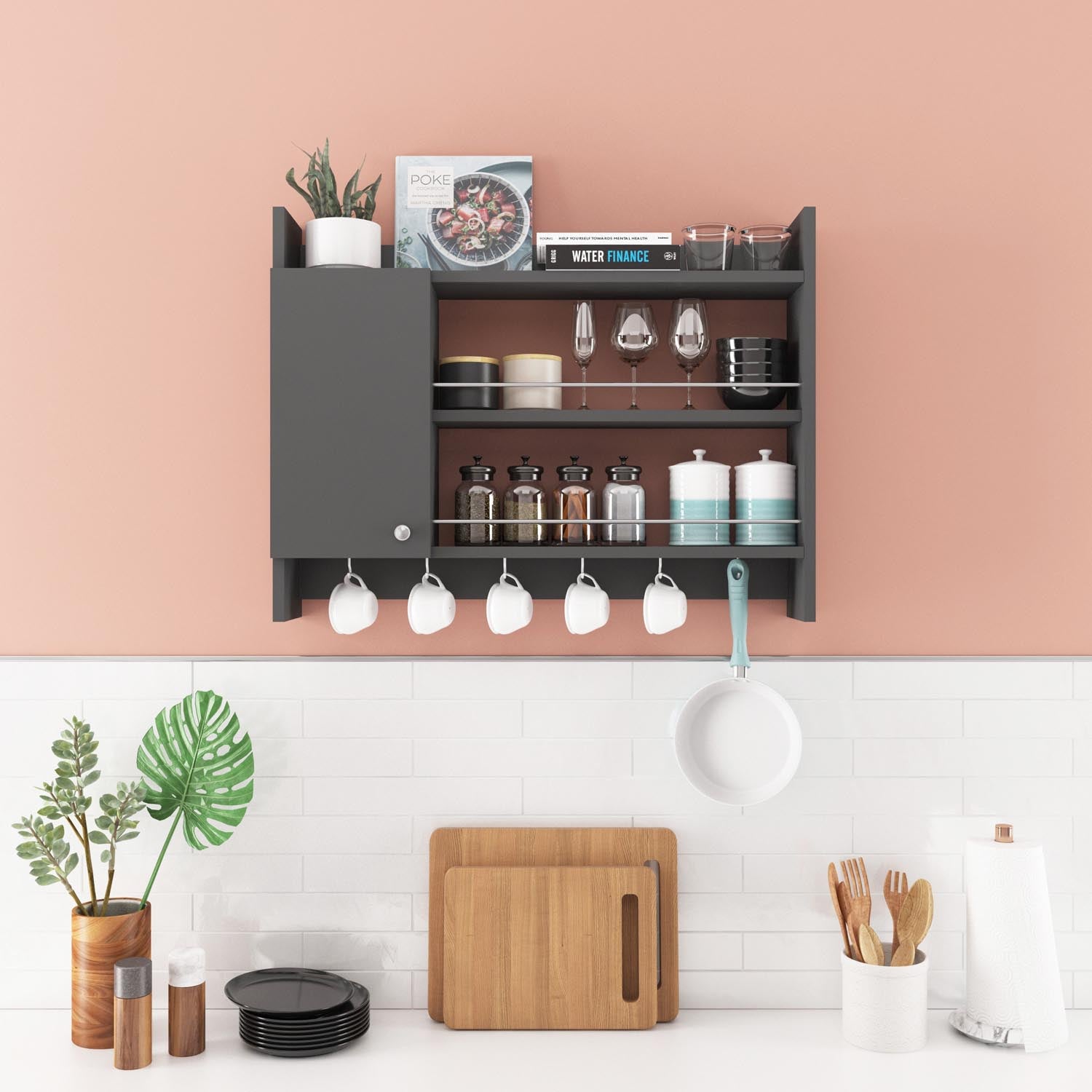 Knerr - Anthracite in Anthrazit präsentiert im Onlineshop von KAQTU Design AG. Wandregal ist von Hanah Home