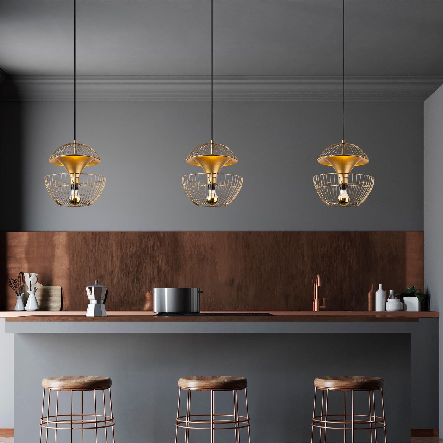 Telmander - 11410 in Glänzendes Gold präsentiert im Onlineshop von KAQTU Design AG. Pendelleuchte ist von Opviq