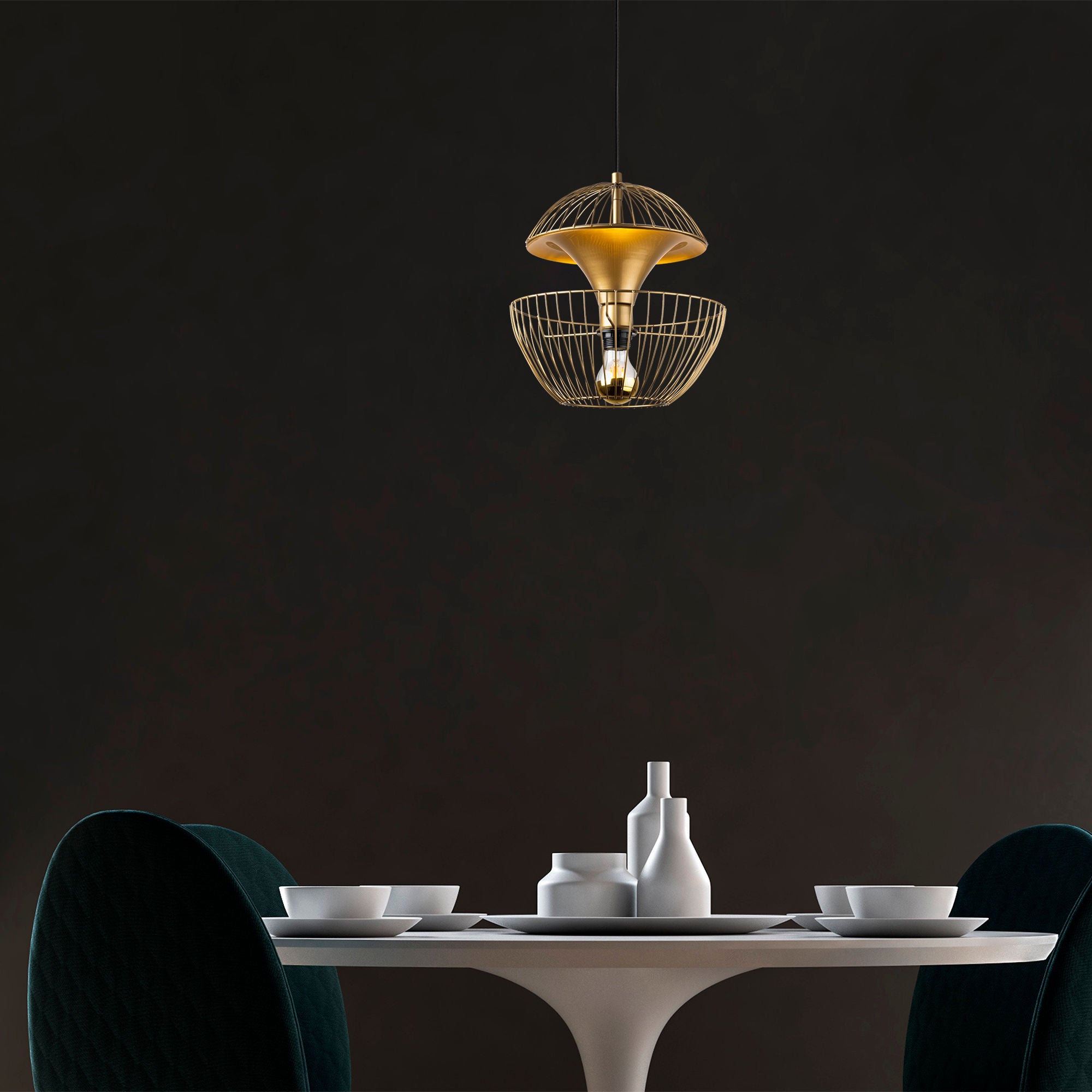 Telmander - 11410 in Glänzendes Gold präsentiert im Onlineshop von KAQTU Design AG. Pendelleuchte ist von Opviq