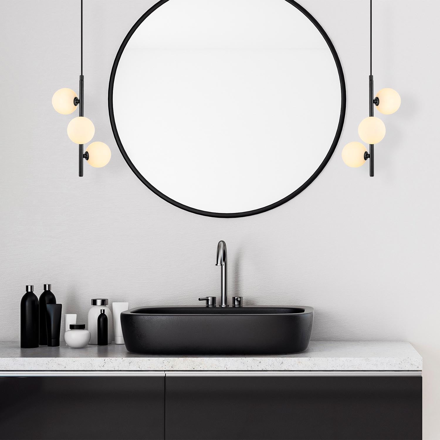 Domino - 11047 in Schwarz Weiss präsentiert im Onlineshop von KAQTU Design AG. Pendelleuchte ist von Opviq