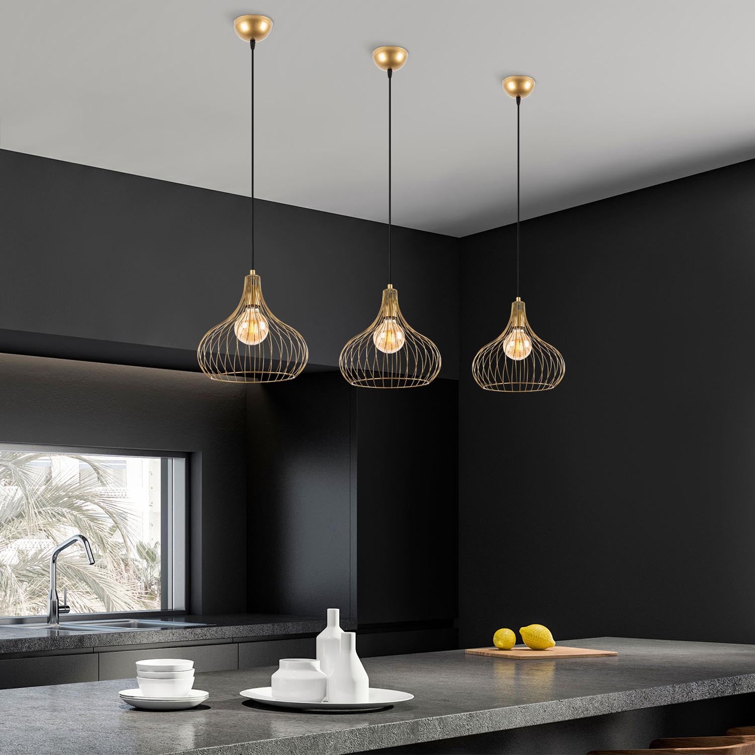 Teldamla - 11920 in Glänzendes Gold präsentiert im Onlineshop von KAQTU Design AG. Pendelleuchte ist von Opviq