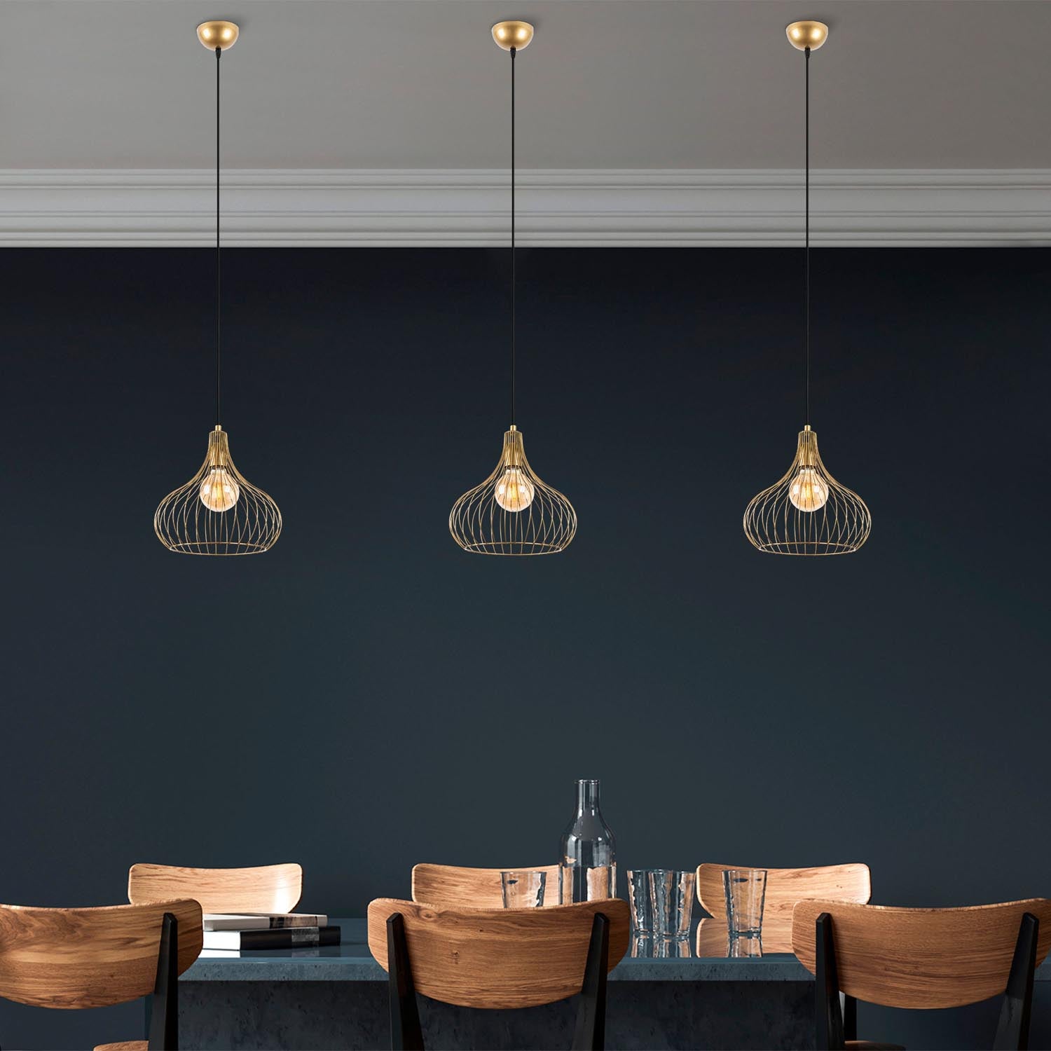 Teldamla - 11920 in Glänzendes Gold präsentiert im Onlineshop von KAQTU Design AG. Pendelleuchte ist von Opviq