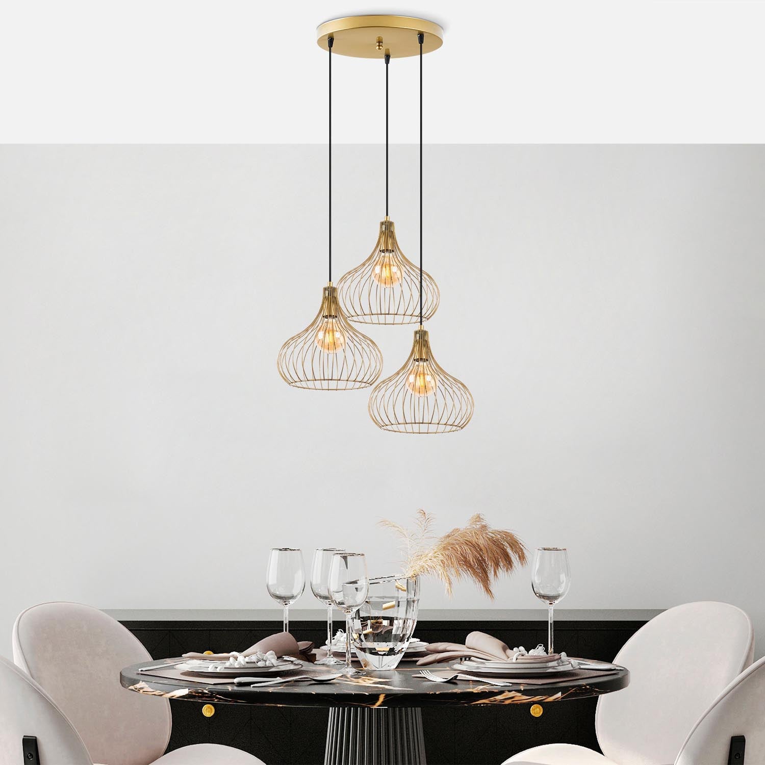 Teldamla - 11930 in Glänzendes Gold präsentiert im Onlineshop von KAQTU Design AG. Pendelleuchte ist von Opviq