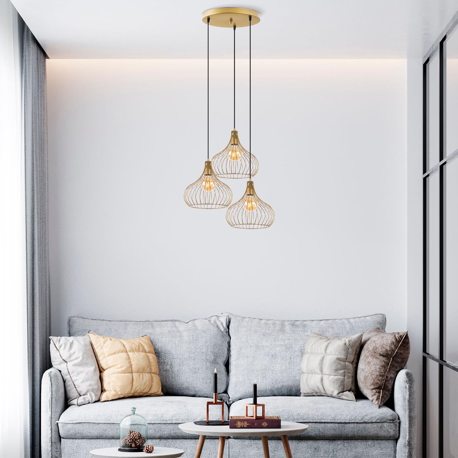 Teldamla - 11930 in Glänzendes Gold präsentiert im Onlineshop von KAQTU Design AG. Pendelleuchte ist von Opviq