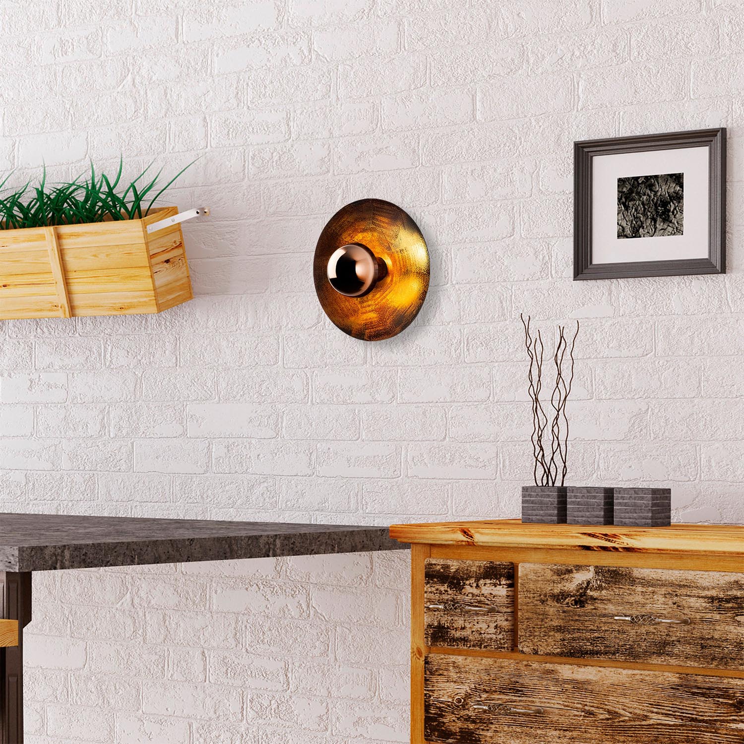 Kurt - 13350 in Kupfer präsentiert im Onlineshop von KAQTU Design AG. Wandleuchte ist von Opviq
