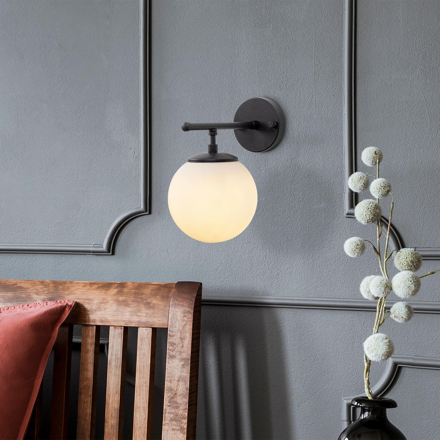 Roe - 10715 in Schwarz
 Creme präsentiert im Onlineshop von KAQTU Design AG. Wandleuchte ist von Opviq