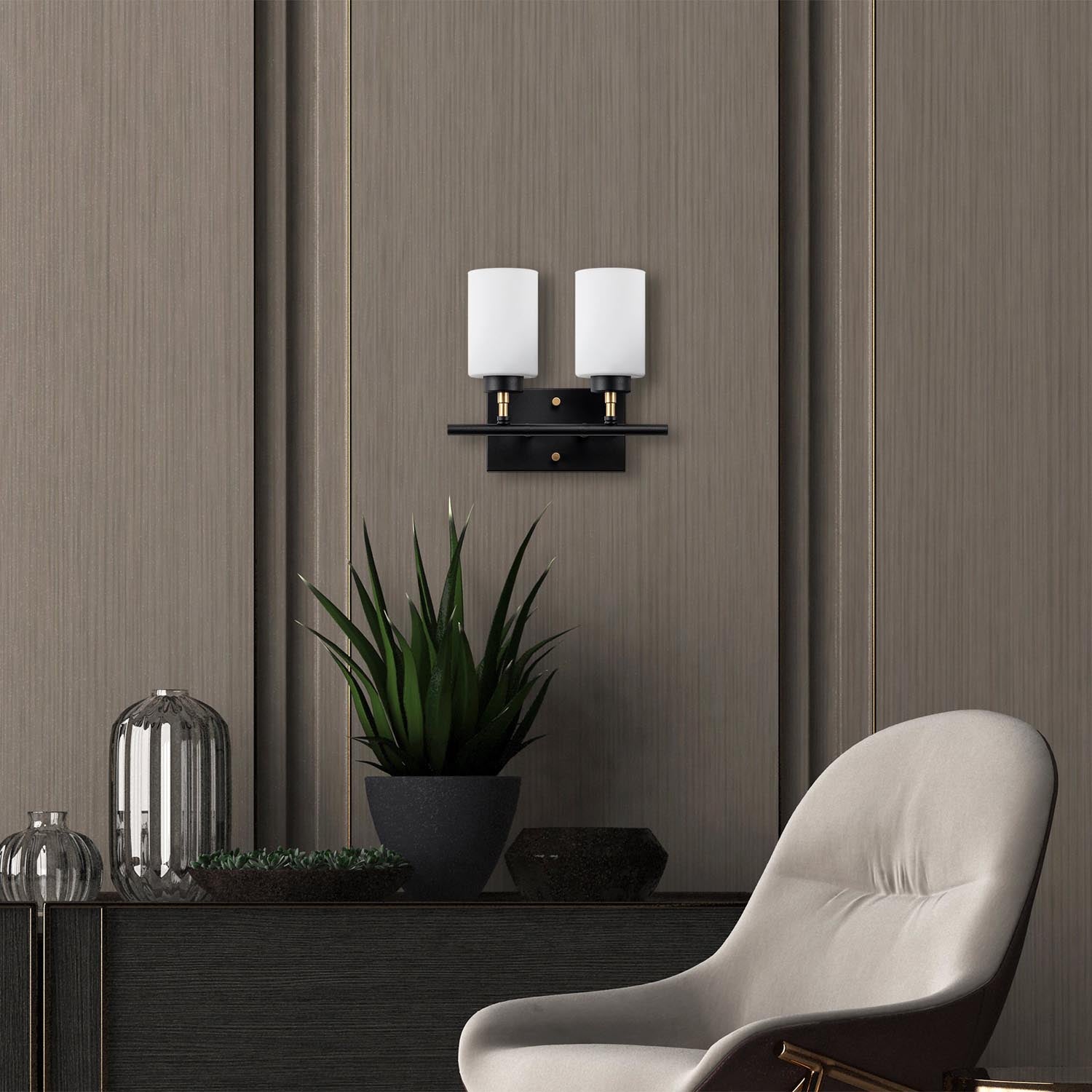 Yensuk - 13122 in Schwarz Gold Weiss präsentiert im Onlineshop von KAQTU Design AG. Wandleuchte ist von Opviq