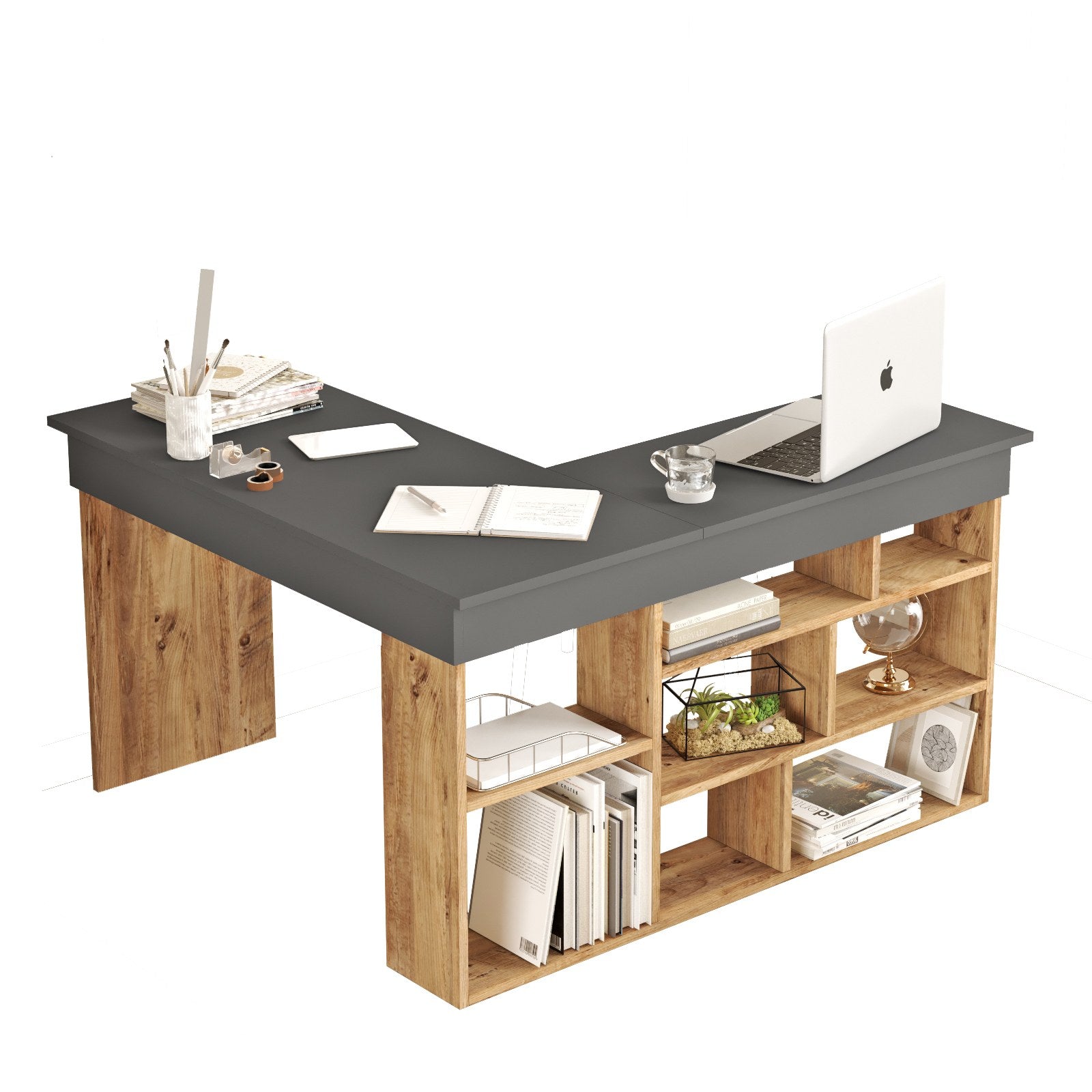 Ct5-Aa in Atlantische Kiefer
 Anthrazit präsentiert im Onlineshop von KAQTU Design AG. Schreibtisch ist von Hanah Home