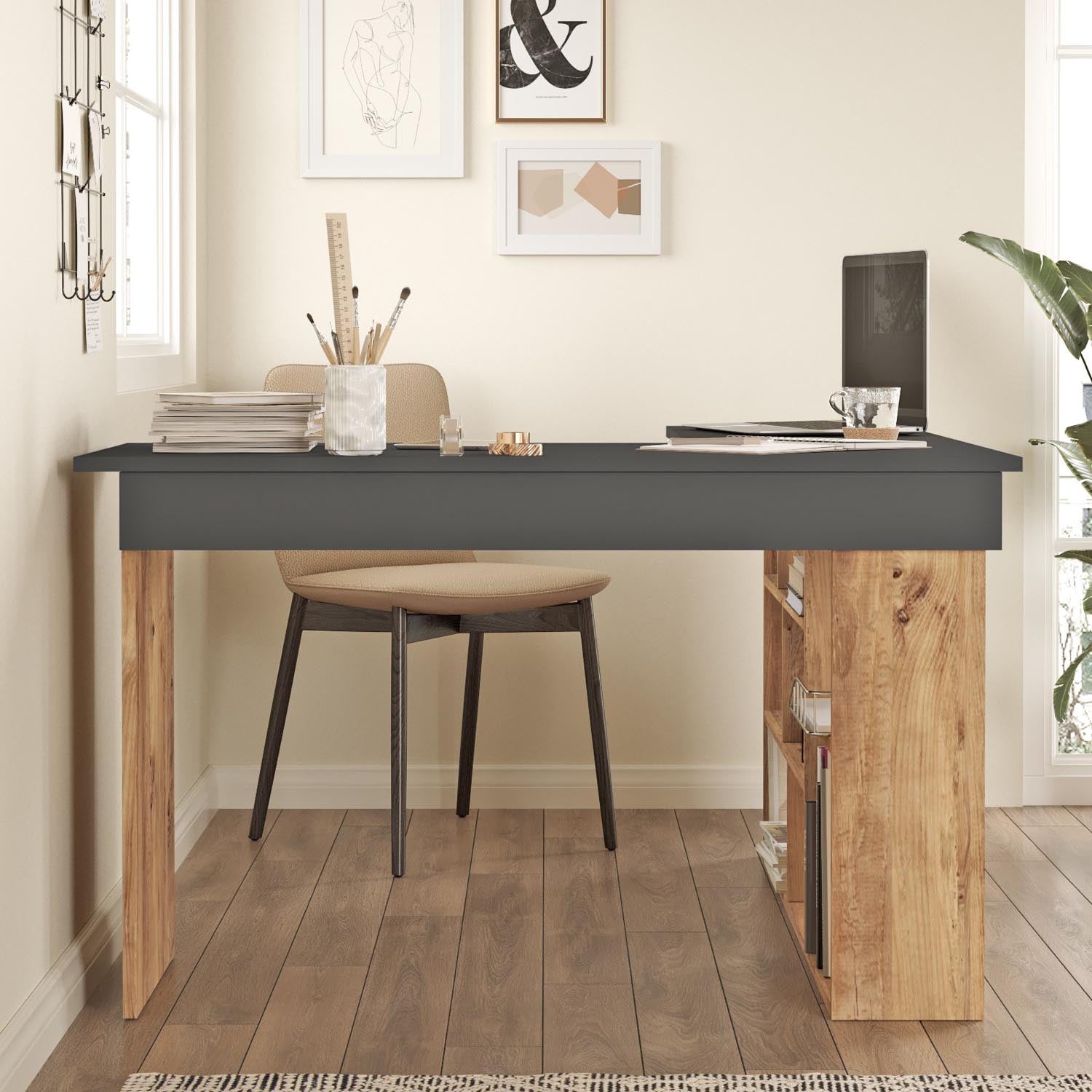 Ct5-Aa in Atlantische Kiefer
 Anthrazit präsentiert im Onlineshop von KAQTU Design AG. Schreibtisch ist von Hanah Home
