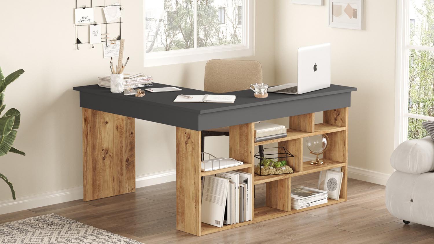 Ct5-Aa in Atlantische Kiefer
 Anthrazit präsentiert im Onlineshop von KAQTU Design AG. Schreibtisch ist von Hanah Home