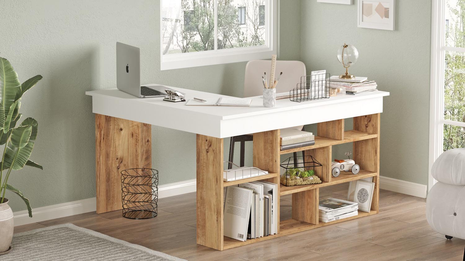 Ct5-Aw in Atlantische Kiefer Weiss präsentiert im Onlineshop von KAQTU Design AG. Schreibtisch ist von Hanah Home