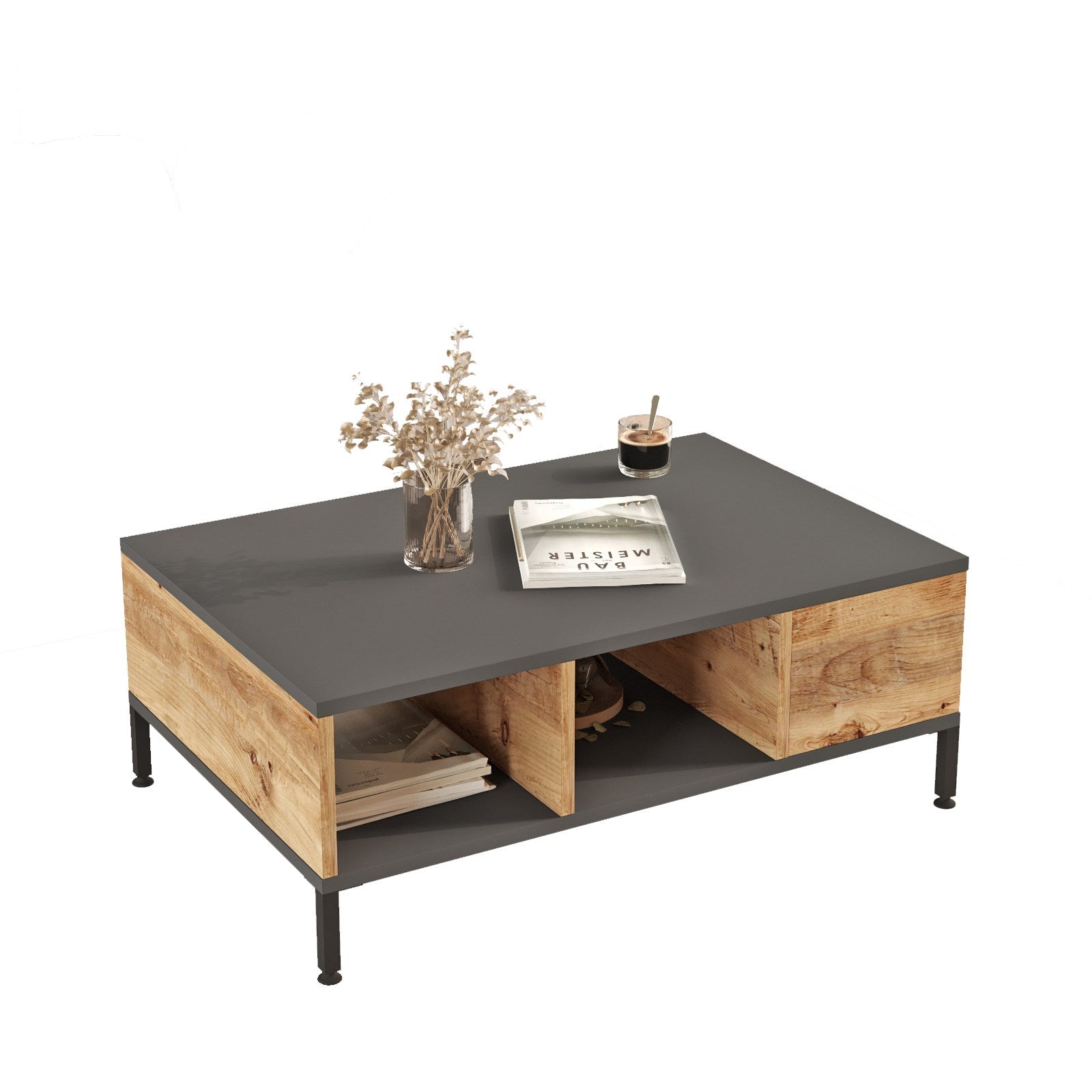 Rl2-Aa in Atlantische Kiefer
 Anthrazit präsentiert im Onlineshop von KAQTU Design AG. Beistelltisch ist von Hanah Home