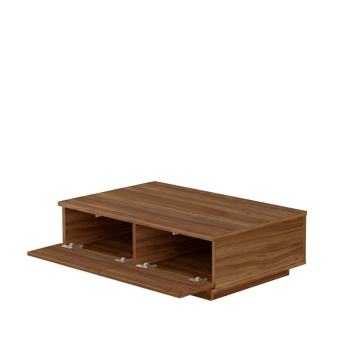 Couchtisch Ave14-Ce von Hanah Home in Nussbaumfarbe, rechteckige Form aus melaminbeschichteter Spanplatte, schlankes modernes Design.