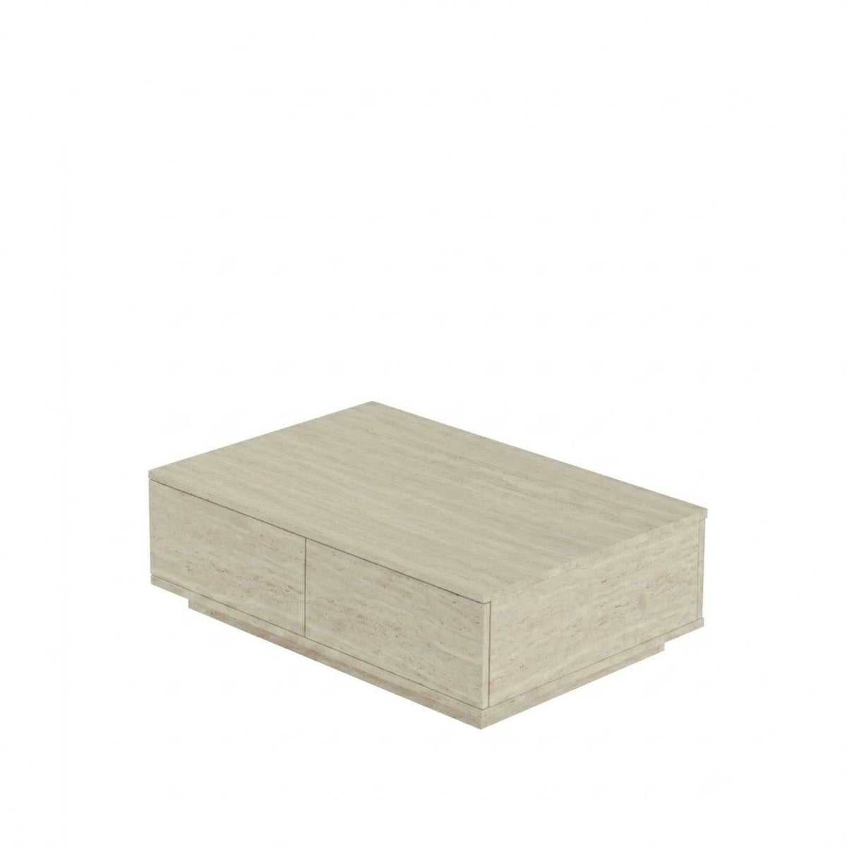 Couchtisch Ave14-T von Hanah Home in Travertin-Optik, rechteckige Form aus Melaminspanplatte, Masse 90 x 60 x 28,6 cm.