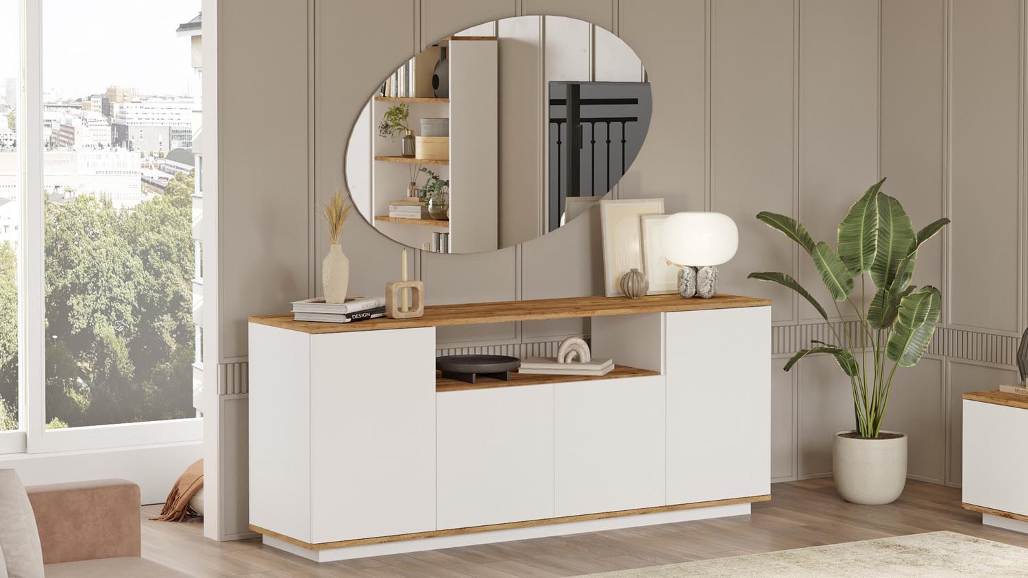 Fr15-Aw in Atlantische Kiefer Weiss präsentiert im Onlineshop von KAQTU Design AG. High-Sideboard ist von Hanah Home