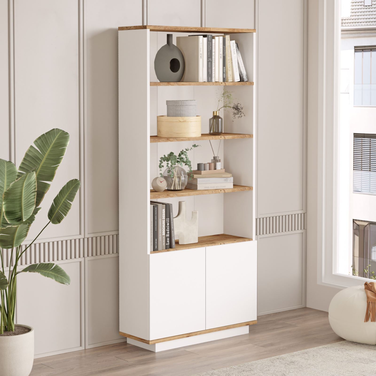 Fr16-Aw in Atlantische Kiefer Weiss präsentiert im Onlineshop von KAQTU Design AG. Bücherregal ist von Hanah Home