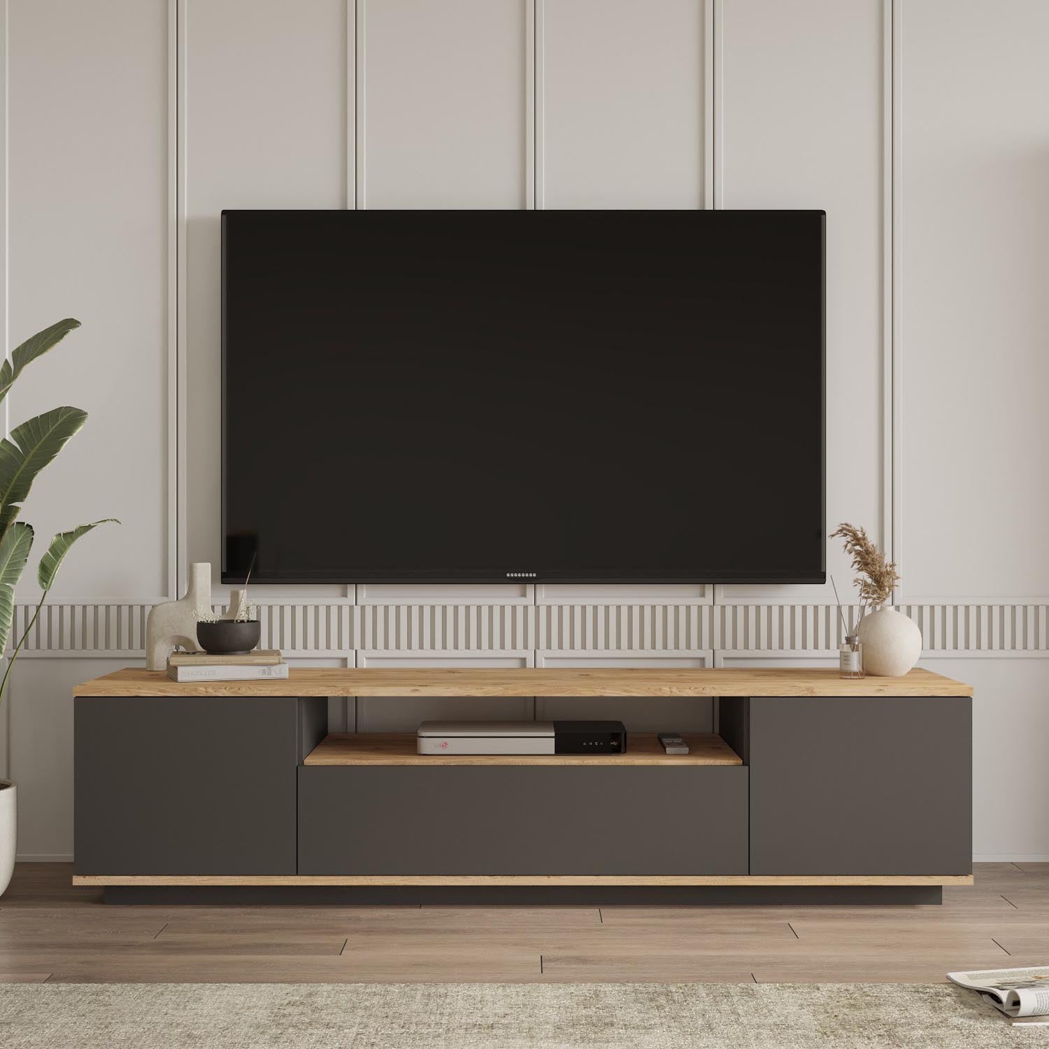 Fr7-Aa in Atlantische Kiefer
 Anthrazit präsentiert im Onlineshop von KAQTU Design AG. Sideboard ist von Hanah Home