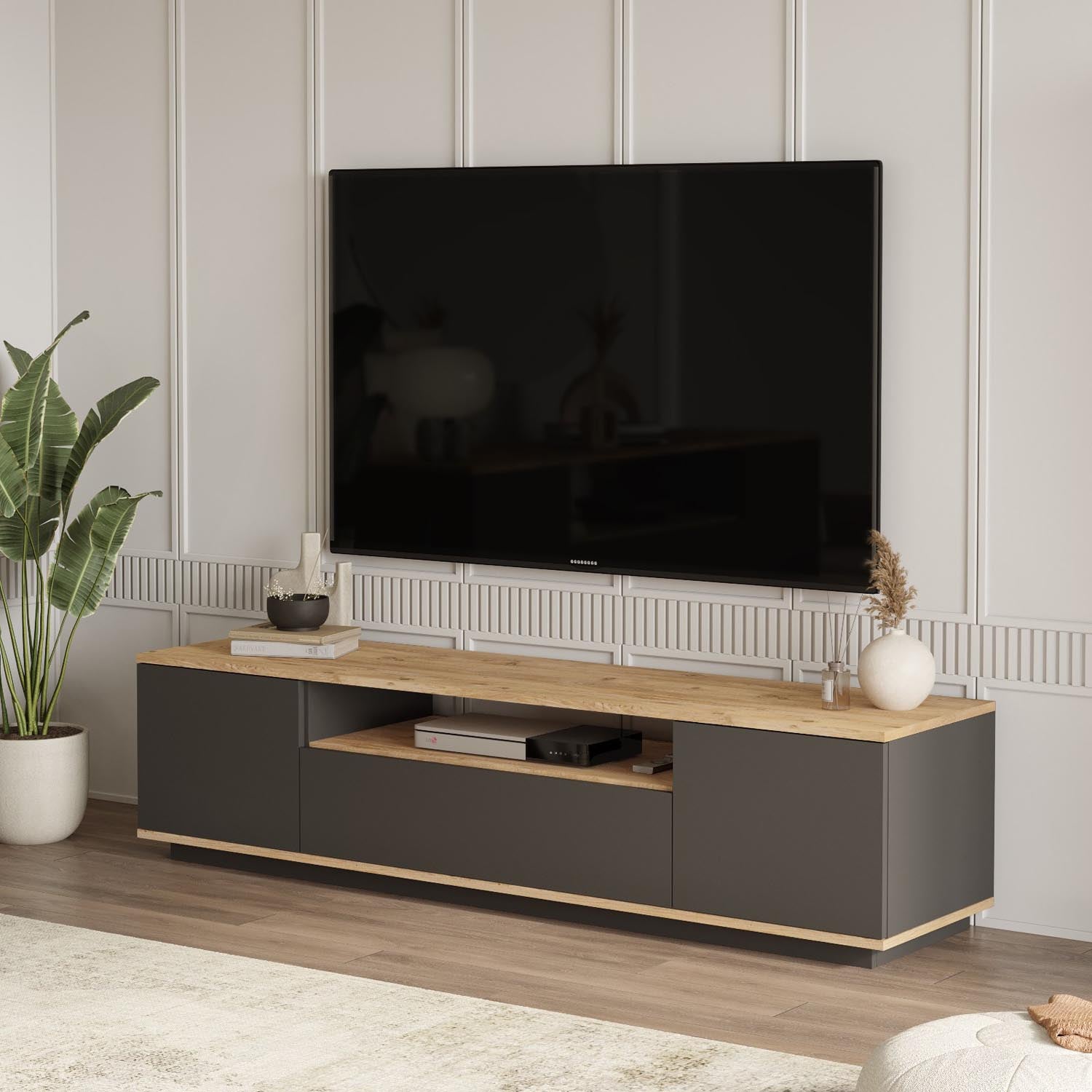 Fr7-Aa in Atlantische Kiefer
 Anthrazit präsentiert im Onlineshop von KAQTU Design AG. Sideboard ist von Hanah Home
