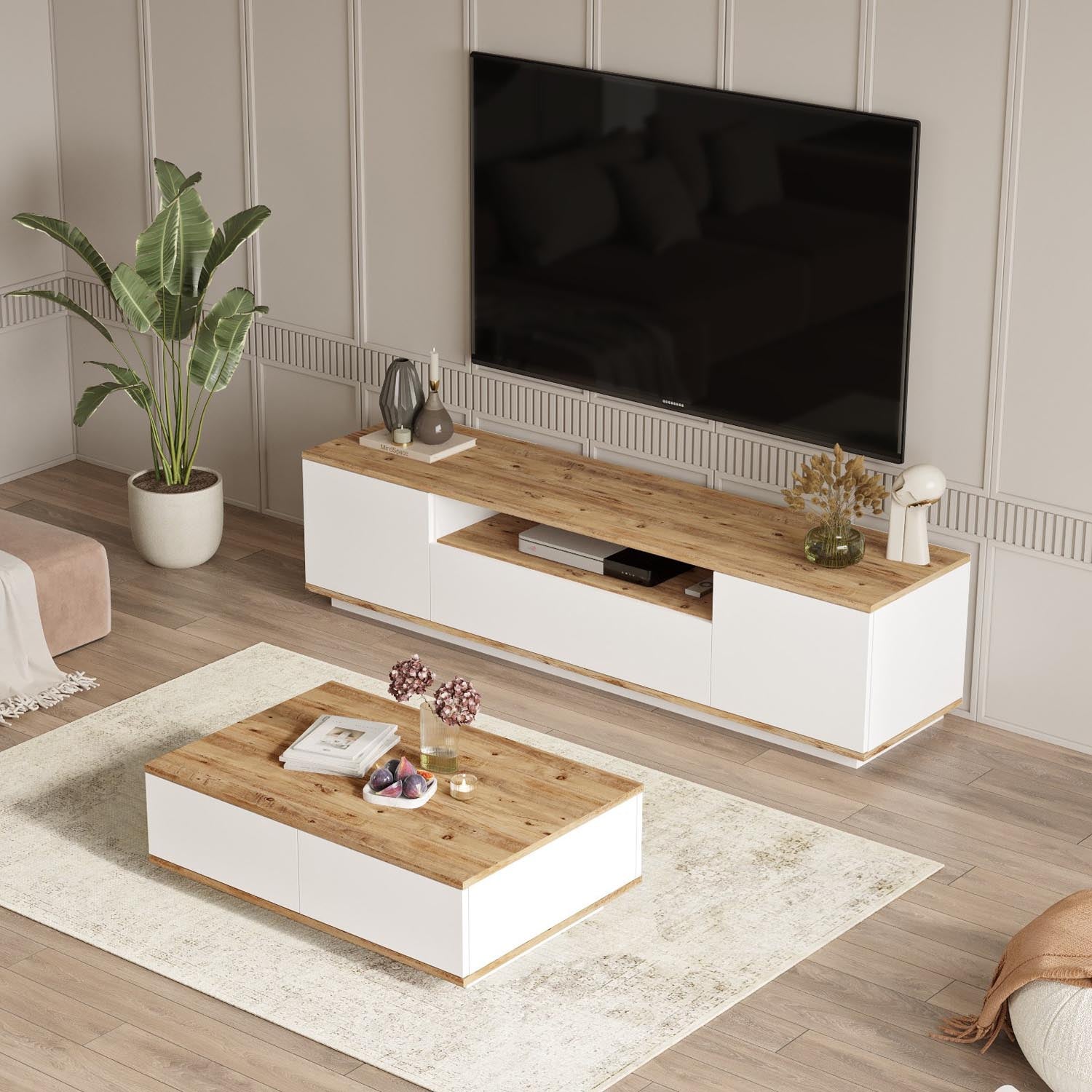 Fr17-Aw in Atlantische Kiefer Weiss präsentiert im Onlineshop von KAQTU Design AG. Wohnzimmerset ist von Hanah Home