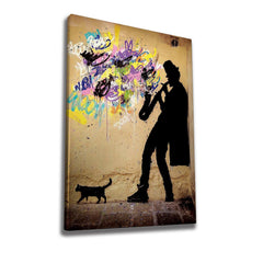 Motivo Banksy 9 quadri su tela 70 x 100 cm