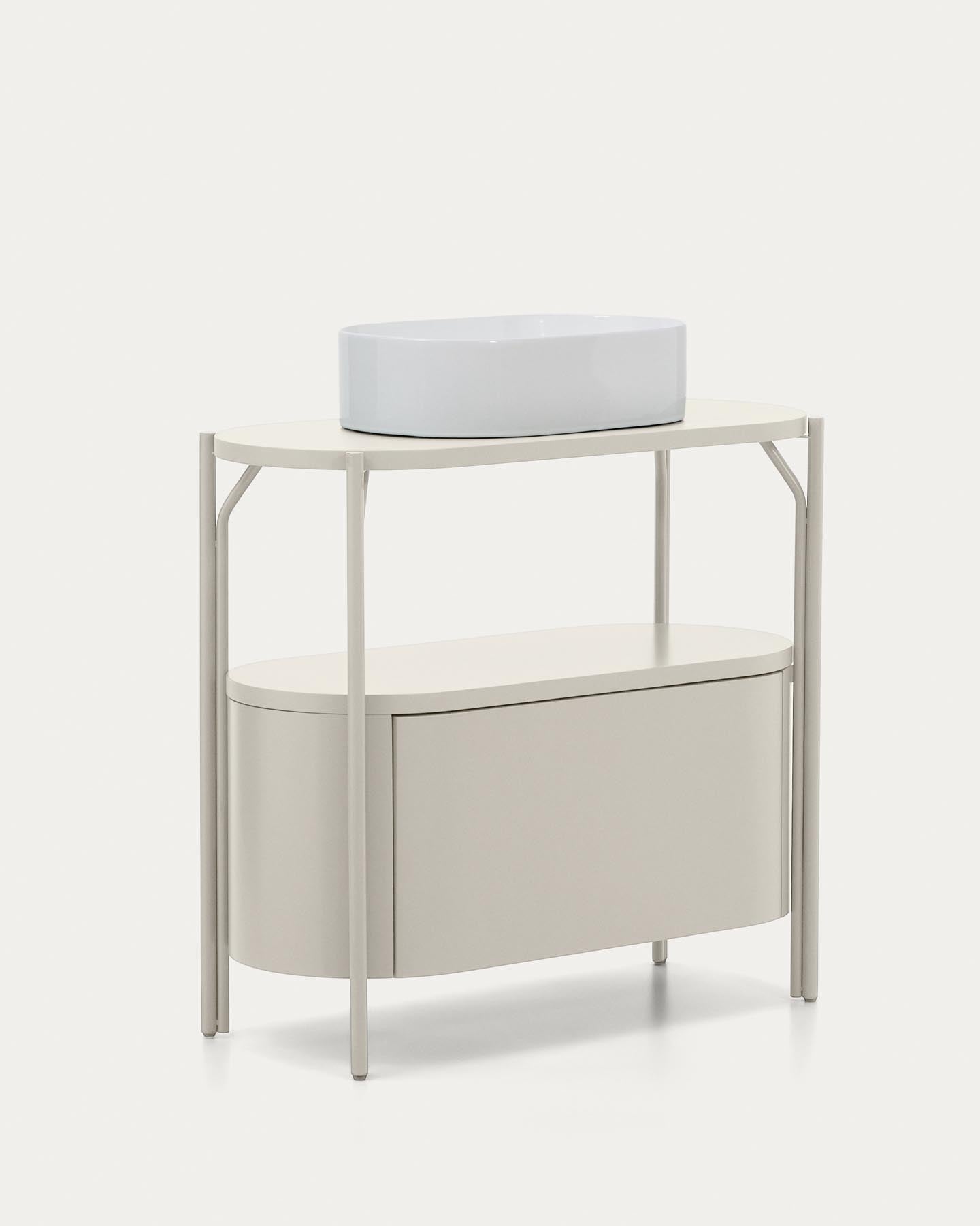 Badezimmermöbel Arely mit Stahlgestell und weiß lackiertem MDF, 90 x 40 cm in Beige präsentiert im Onlineshop von KAQTU Design AG. Badzubehör ist von Kave Home