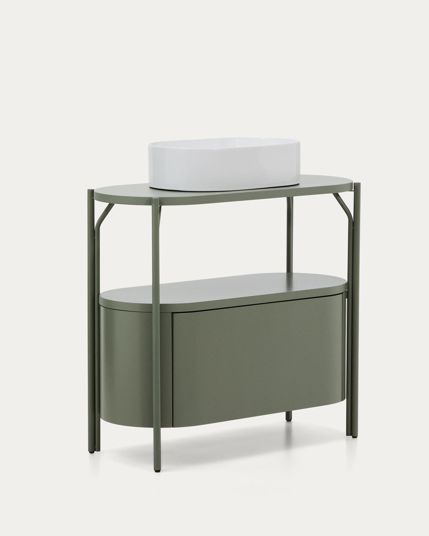 Badezimmermöbel Arely mit Stahlgestell und grün lackiertem MDF, 90 x 40 cm in Dunkelgrün präsentiert im Onlineshop von KAQTU Design AG. Badzubehör ist von Kave Home