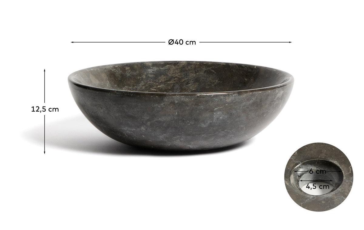 Aufsatzwaschbecken Darnen aus grauem Marmor, Ø 40 cm in Grau präsentiert im Onlineshop von KAQTU Design AG. Badezimmermöbel ist von Kave Home