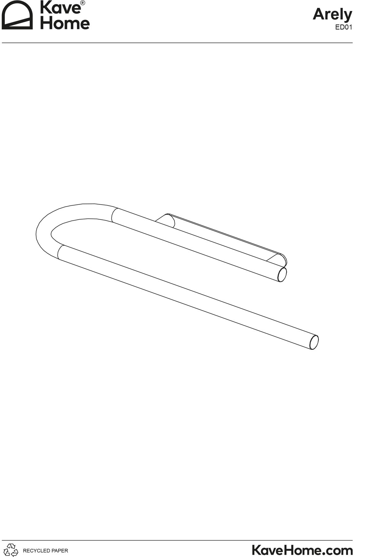 Handtuchhalter Arely mit schwarzem Metallarm in Schwarz präsentiert im Onlineshop von KAQTU Design AG. Badutensilien ist von Kave Home