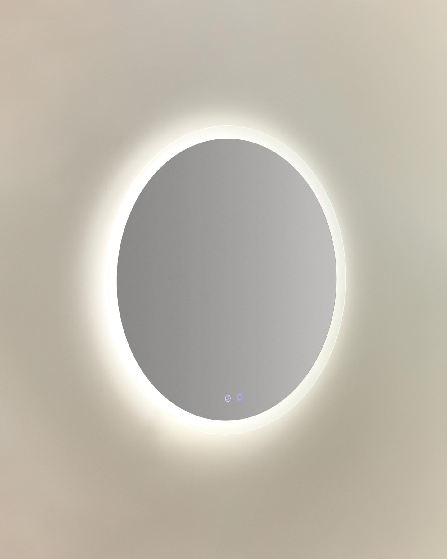 Runder Badezimmerspiegel Mervi mit LED-Licht und Anti-Beschlag-Funktion, Ø 80 cm in Transparent präsentiert im Onlineshop von KAQTU Design AG. Badzubehör ist von Kave Home