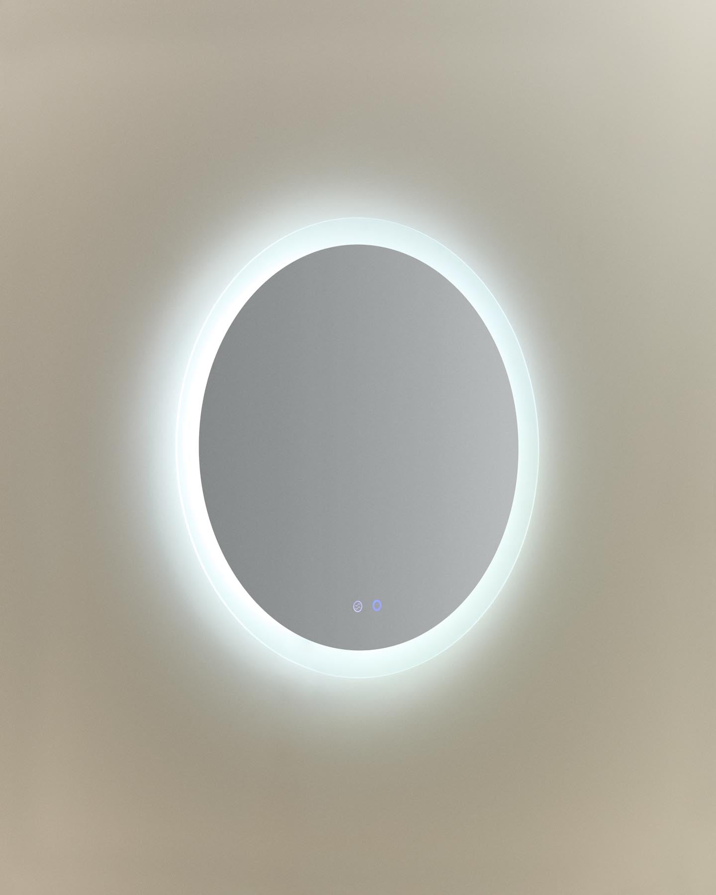 Runder Badezimmerspiegel Mervi mit LED-Licht und Anti-Beschlag-Funktion, Ø 60 cm in Transparent präsentiert im Onlineshop von KAQTU Design AG. Badzubehör ist von Kave Home