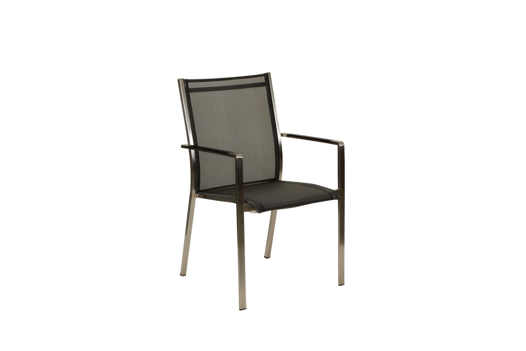 Florio II mit Alu-Armlehnen silber schwarz in  präsentiert im Onlineshop von KAQTU Design AG. Gartenstuhl ist von Be Garden