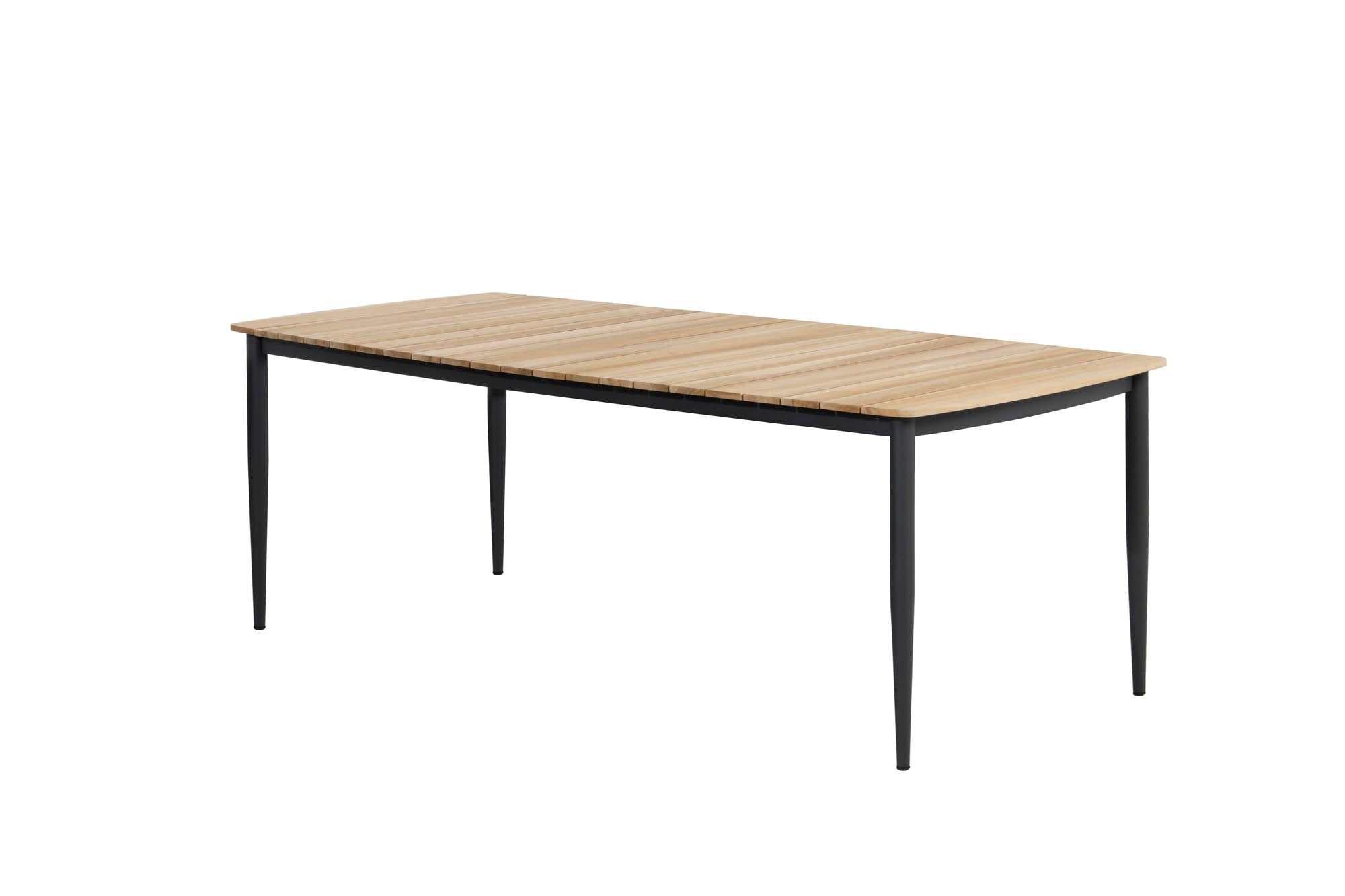 Gartentisch Elena, 220x100x74 cm, Alugestell grau in Teak präsentiert im Onlineshop von KAQTU Design AG. Gartentisch ist von Be Garden