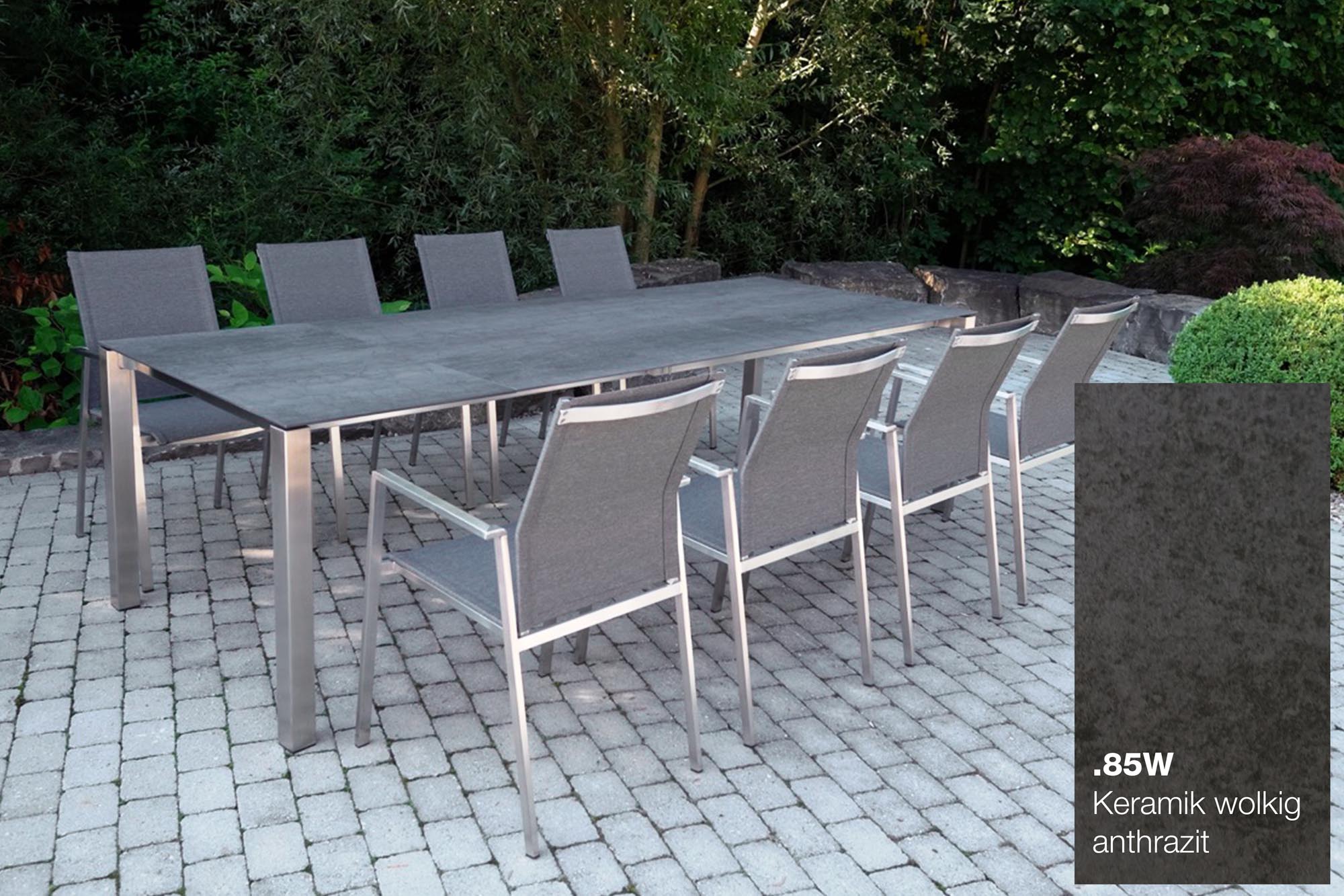 Keramiktisch Nevio 20 150x90 cm anthrazit wolkig in Anthrazit wolkig präsentiert im Onlineshop von KAQTU Design AG. Gartentisch ist von Be Garden