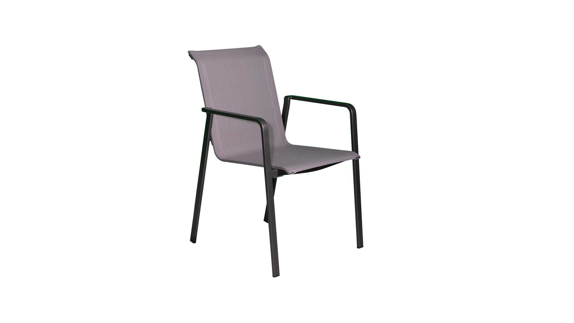 Gartenstuhl Sofia, Textilen silber-schwarz, Gestell Tiger in Metall präsentiert im Onlineshop von KAQTU Design AG. Gartenstuhl ist von Be Garden