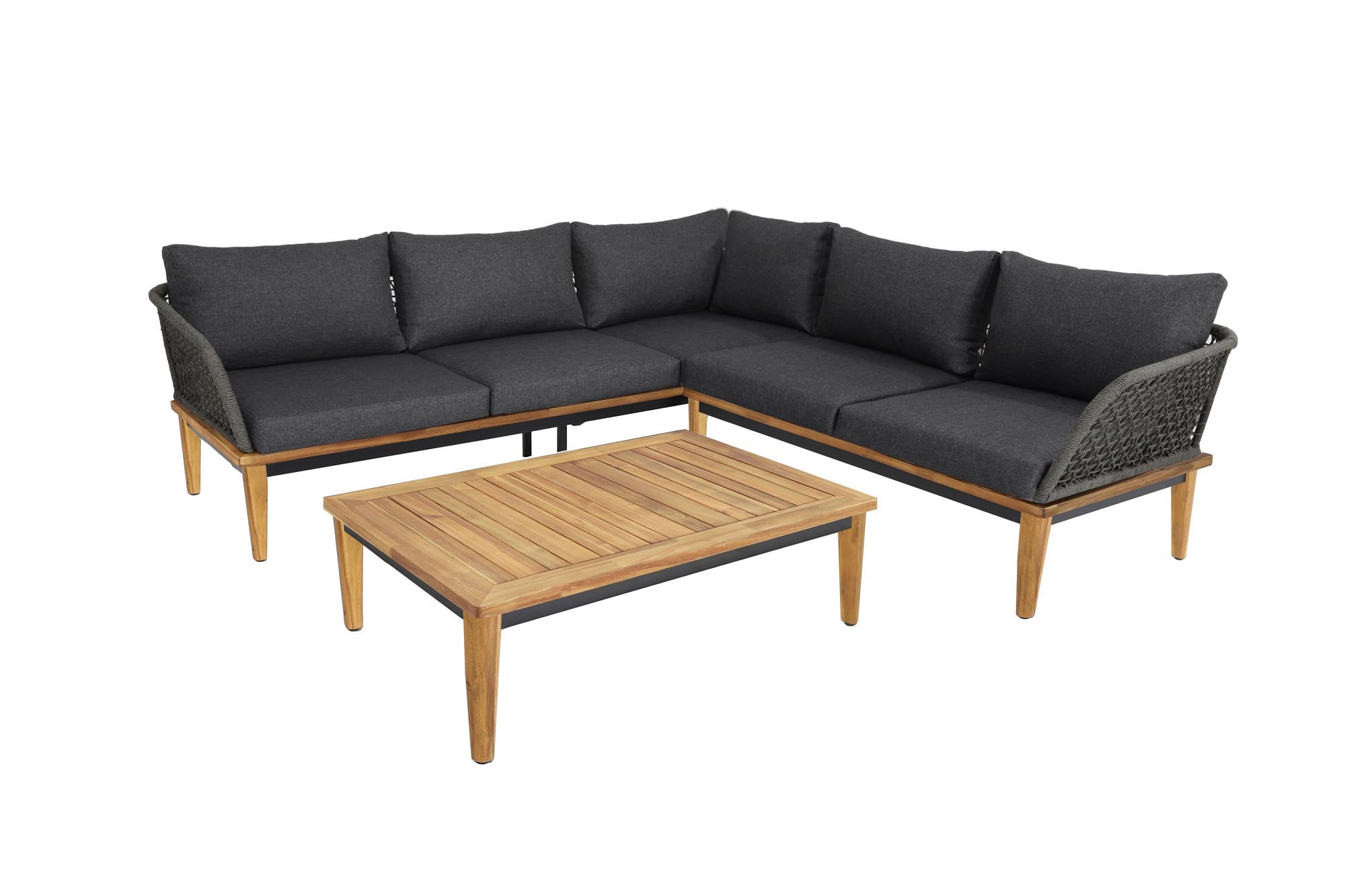 Gartenlounge Locarno, Eckvariante gross in Dunkelgrau präsentiert im Onlineshop von KAQTU Design AG. Lounge Sofa ist von Be Garden