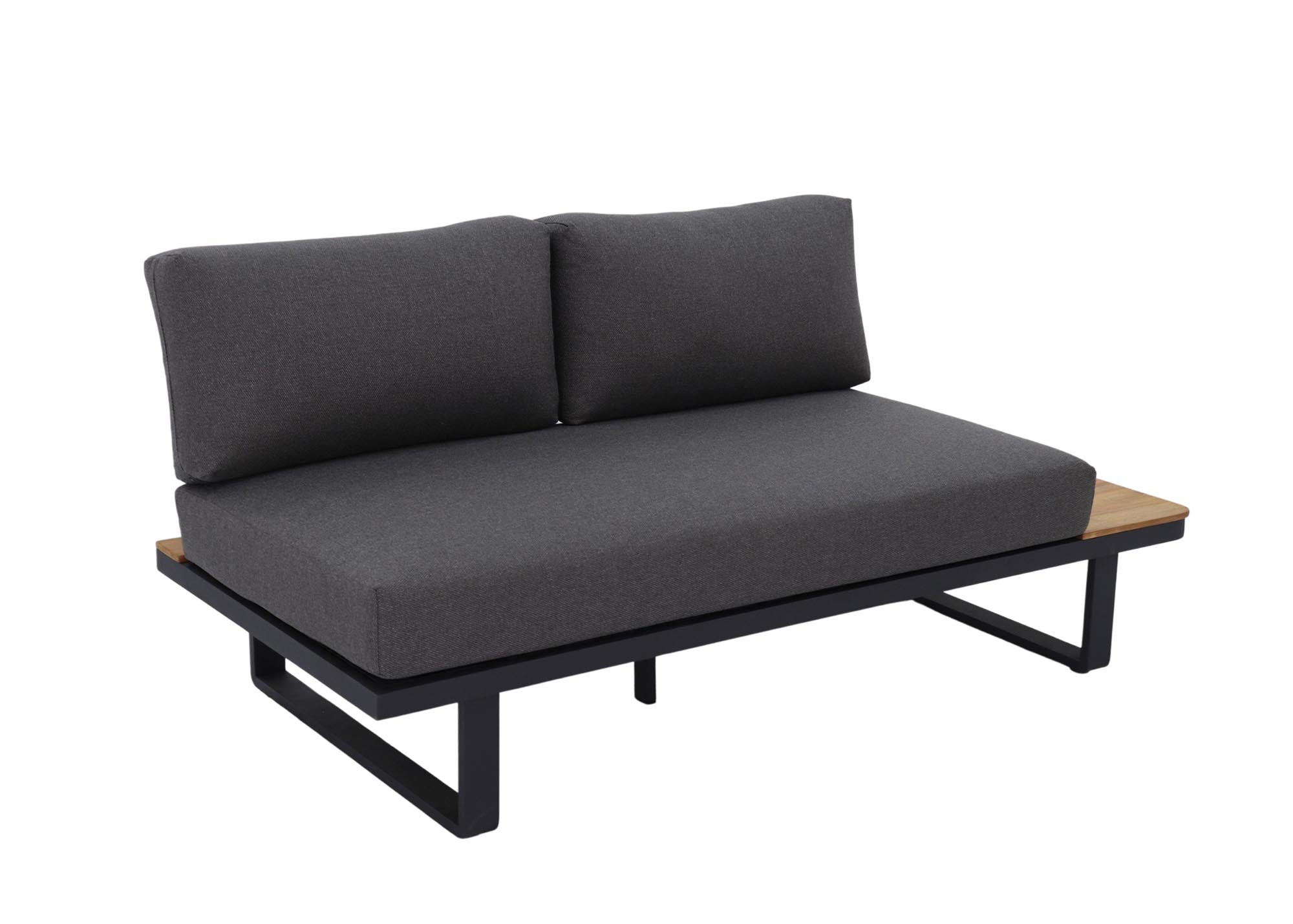 Gartensofa Silas, 2-Sitzer,  Alugestell schwarz in Akazie präsentiert im Onlineshop von KAQTU Design AG. Lounge Sofa ist von Be Garden