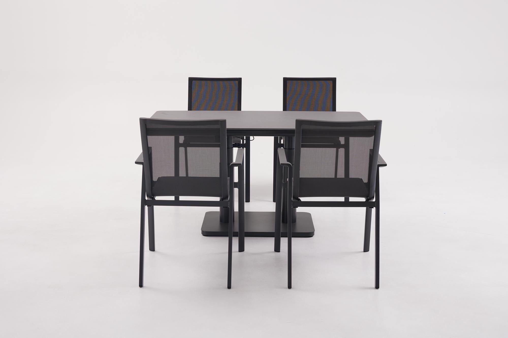 Eleganter Gartentisch Aline von Be Garden, ideal für Garten und Terrasse, höhenverstellbar, Maße 140x80x51/72 cm, stilvolles Design.