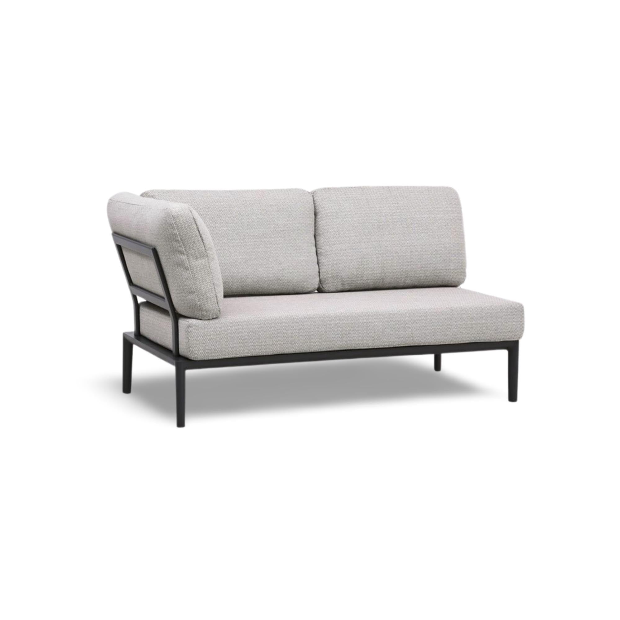 Modernes 2-Sitzer Gartensofa mit Ecke Fiore in schickem Anthrazit, perfekt für gemütliche Momente im Garten oder auf der Terrasse.