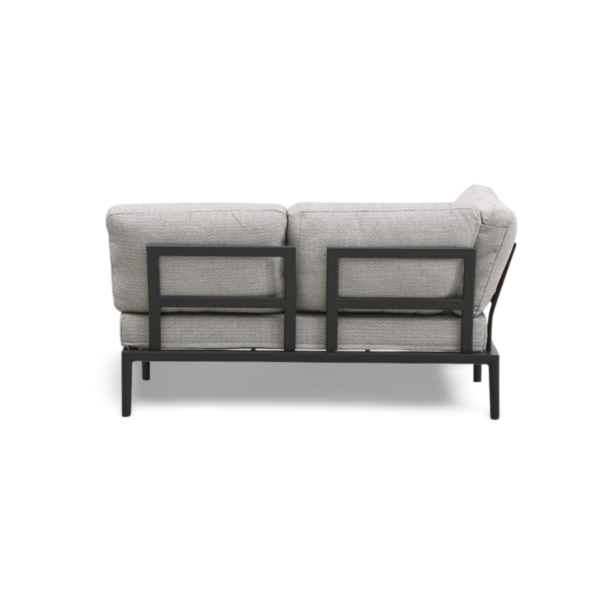 Elegantes 2-Sitzer Lounge Sofa mit Ecke Fiore in stilvollem Anthrazit, ideal für entspannte Stunden im Freien.