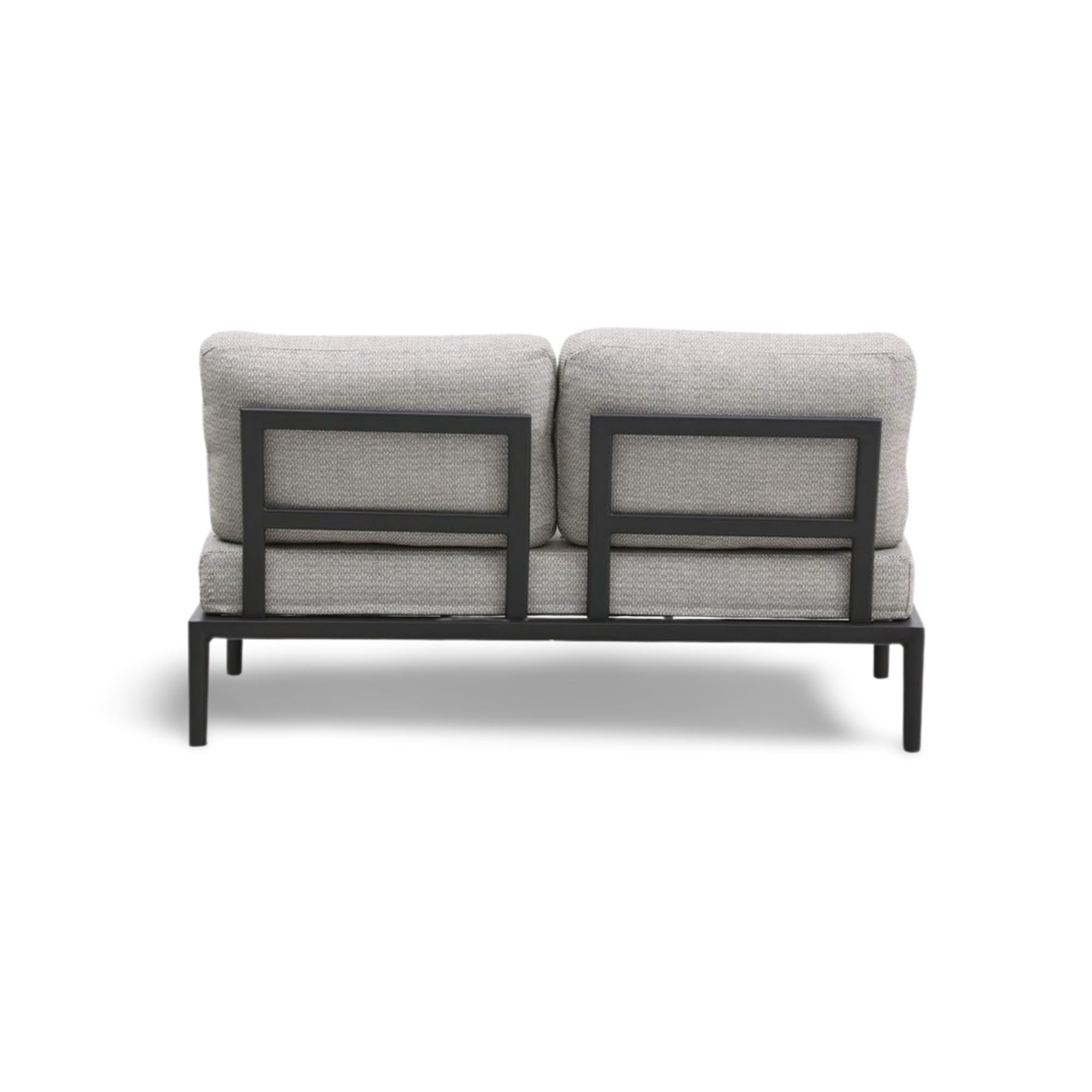 Stylisches Gartensofa Fiore für 2 Personen ohne Armlehnen in elegantem Anthrazit, ideal für entspannte Stunden im Freien.