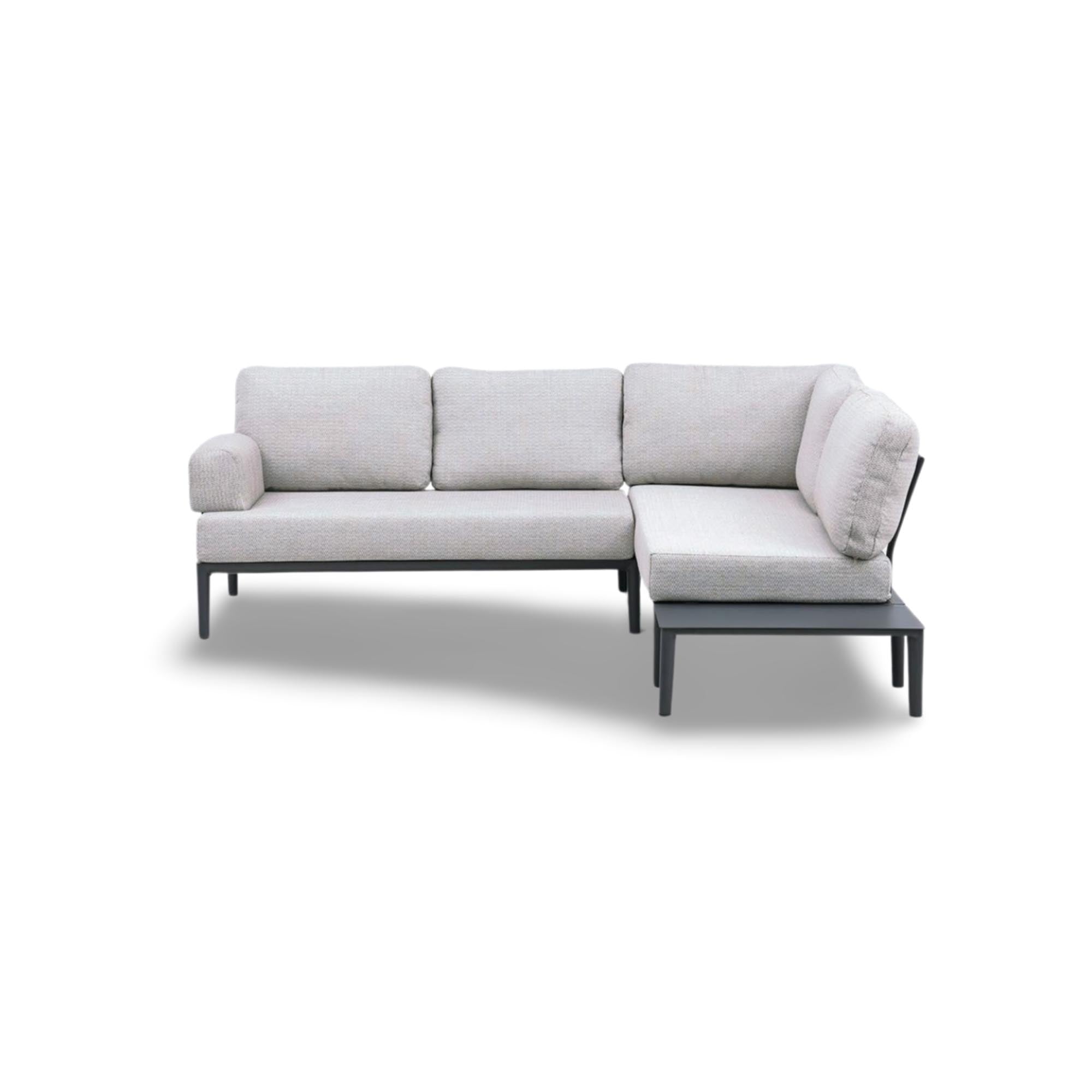 Modernes 2-Sitzer Gartensofa Fiore ohne Armlehnen in schickem Anthrazit, perfekt für gemütliche Momente im Garten oder auf der Terrasse.