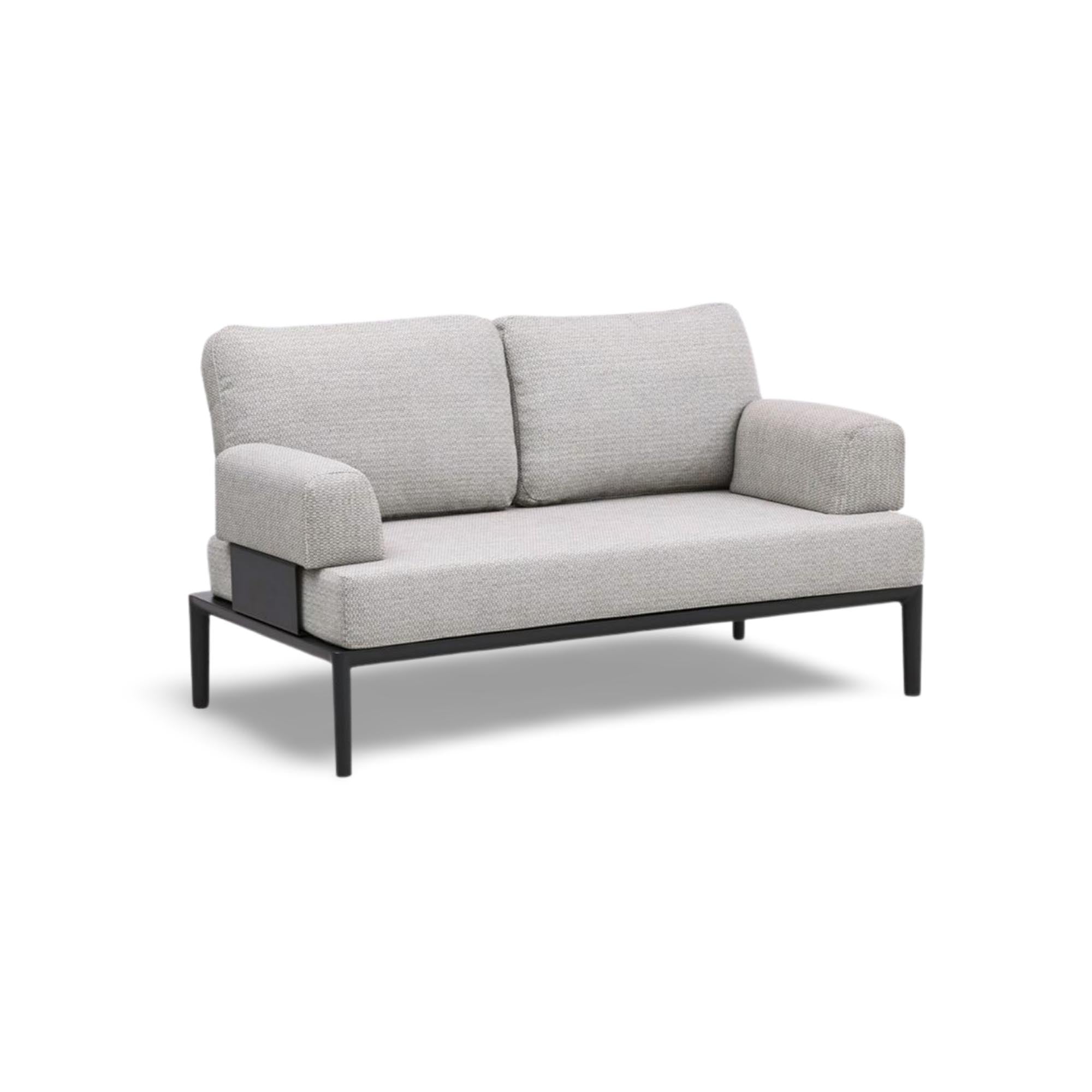 Modernes 2-Sitzer Lounge Sofa ohne Armlehnen in schickem Anthrazit, perfekt für gemütliche Stunden im Garten oder auf der Terrasse.