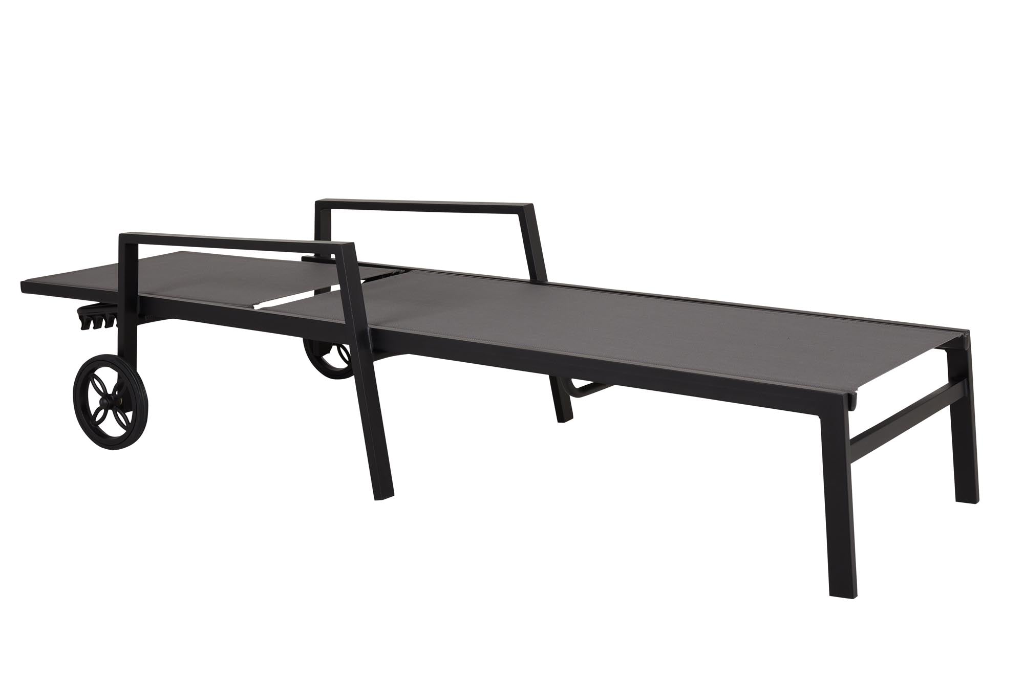 Sonnenliege Leone  mit Rädern in Schwarz/grau präsentiert im Onlineshop von KAQTU Design AG. Liegestuhl ist von Be Garden